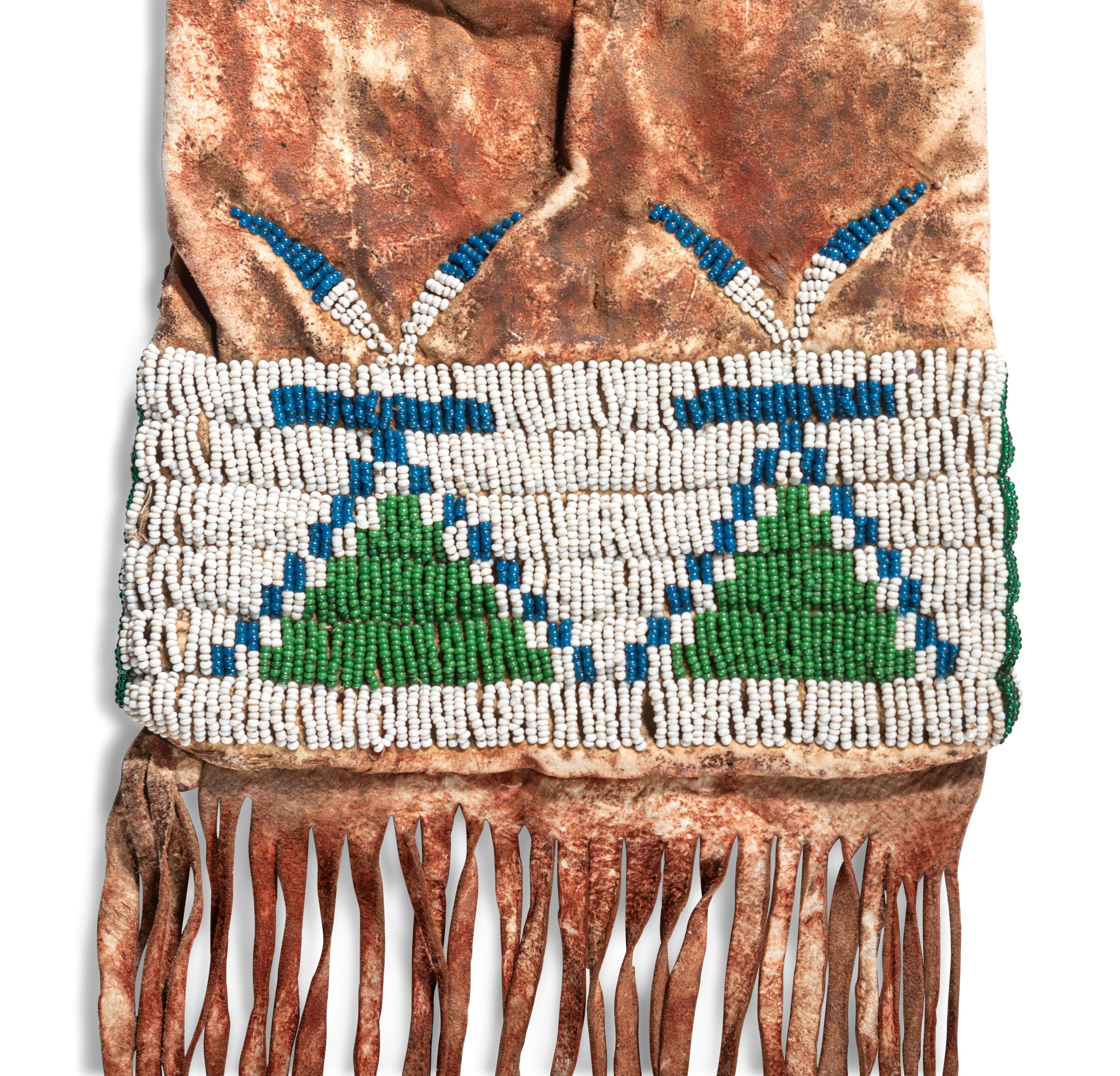 Northern Plains Beaded Hide Tobacco Bag