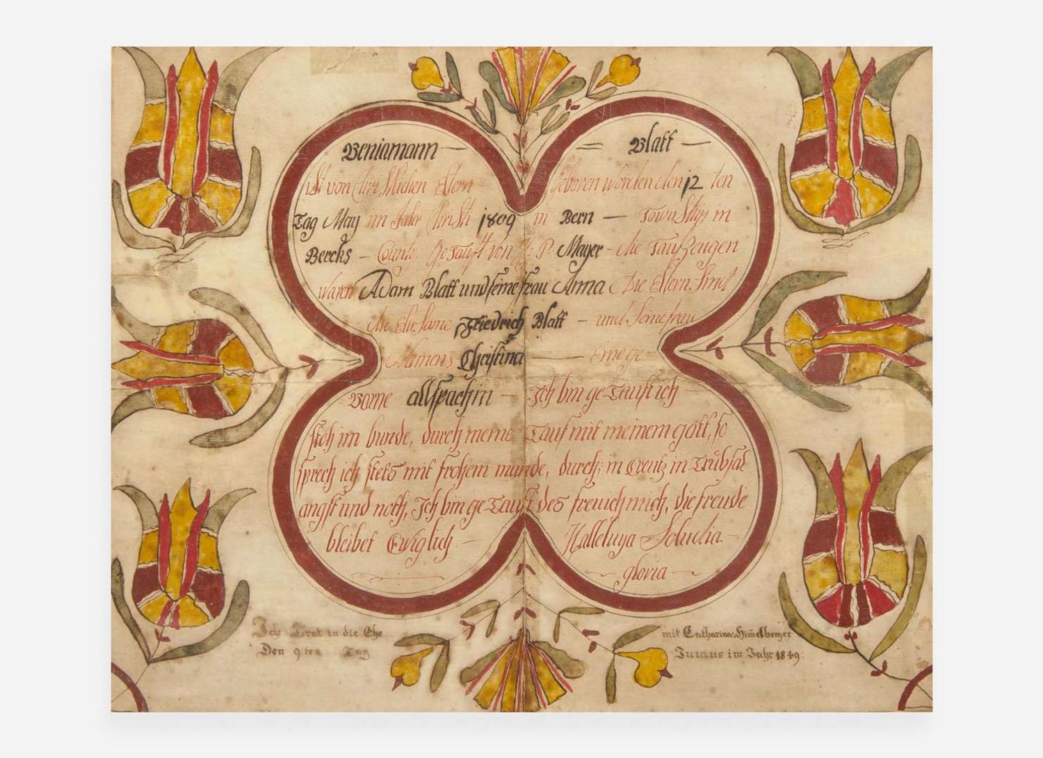 Johann Conrad Trevitts (active 1775-1825), Fraktur: Birth Record