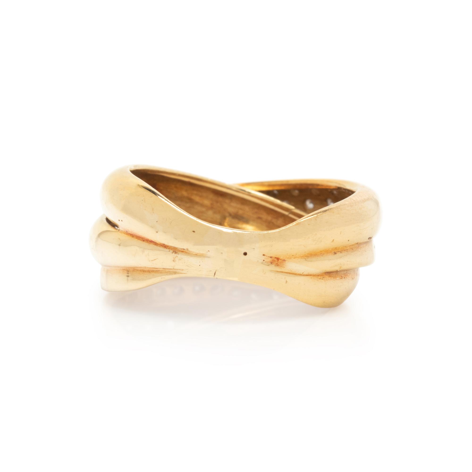 DIAMOND AND YELLOW GOLD CROSSOVER BAND