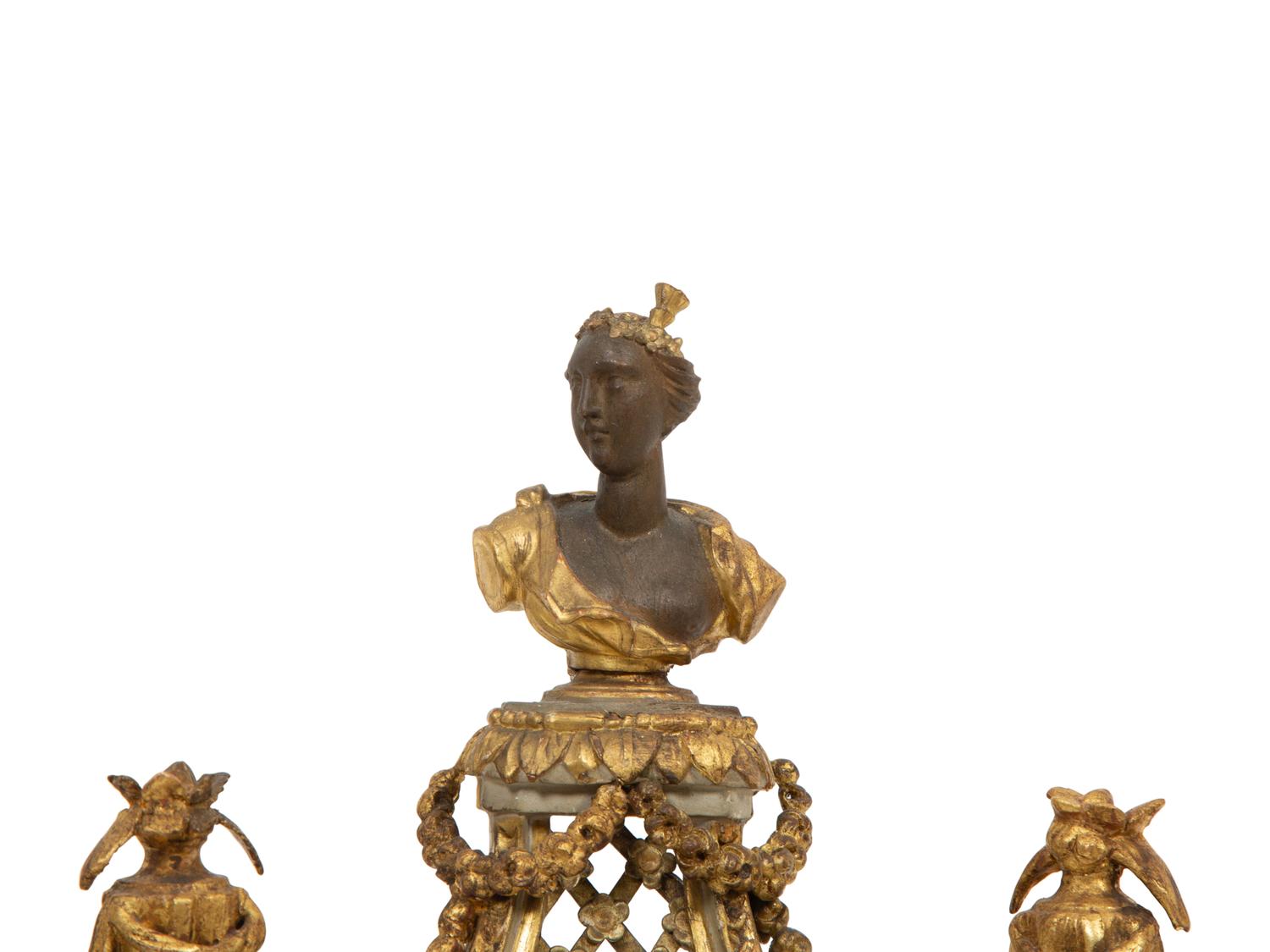 A Louis XVI Painted and Parcel Gilt Carved Wood Watch Stand