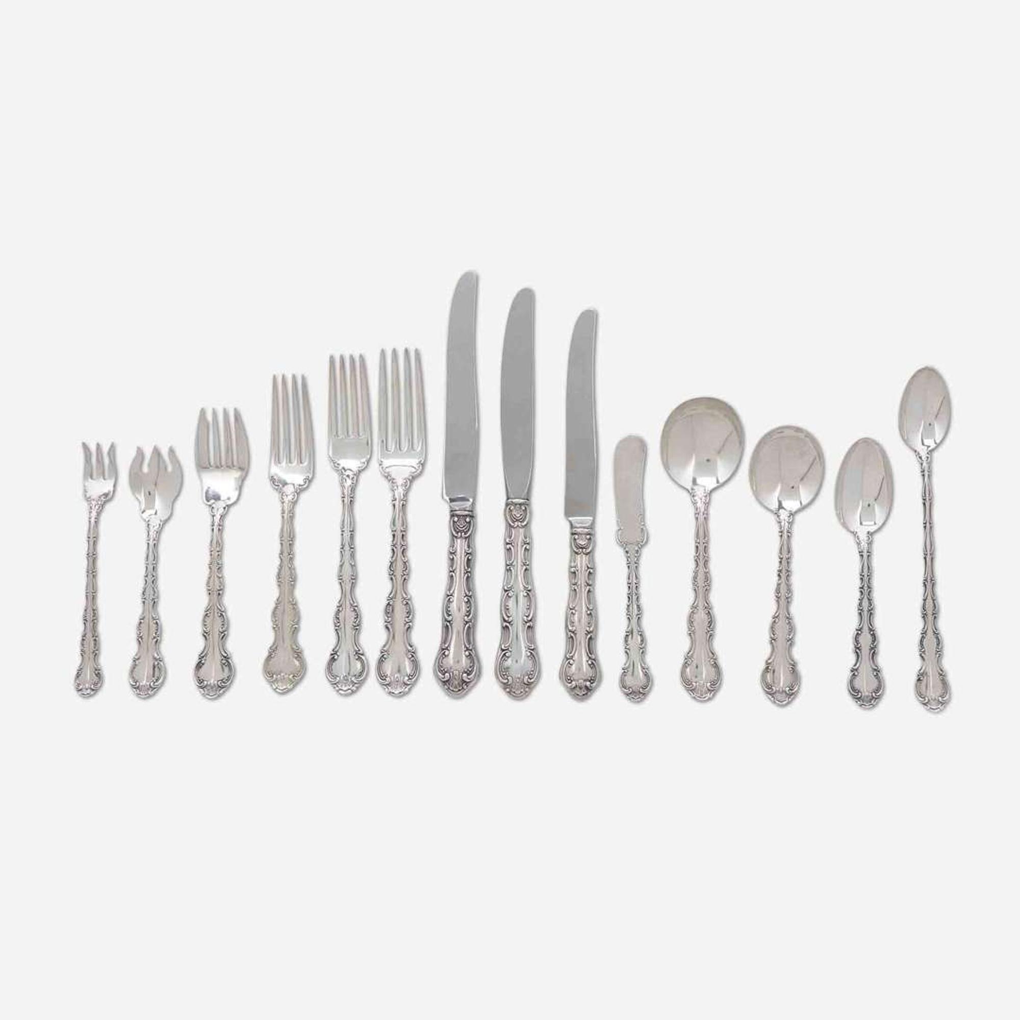 An assembled sterling silver flatware service Gorham Mfg. Co., Providence, RI, 20th century