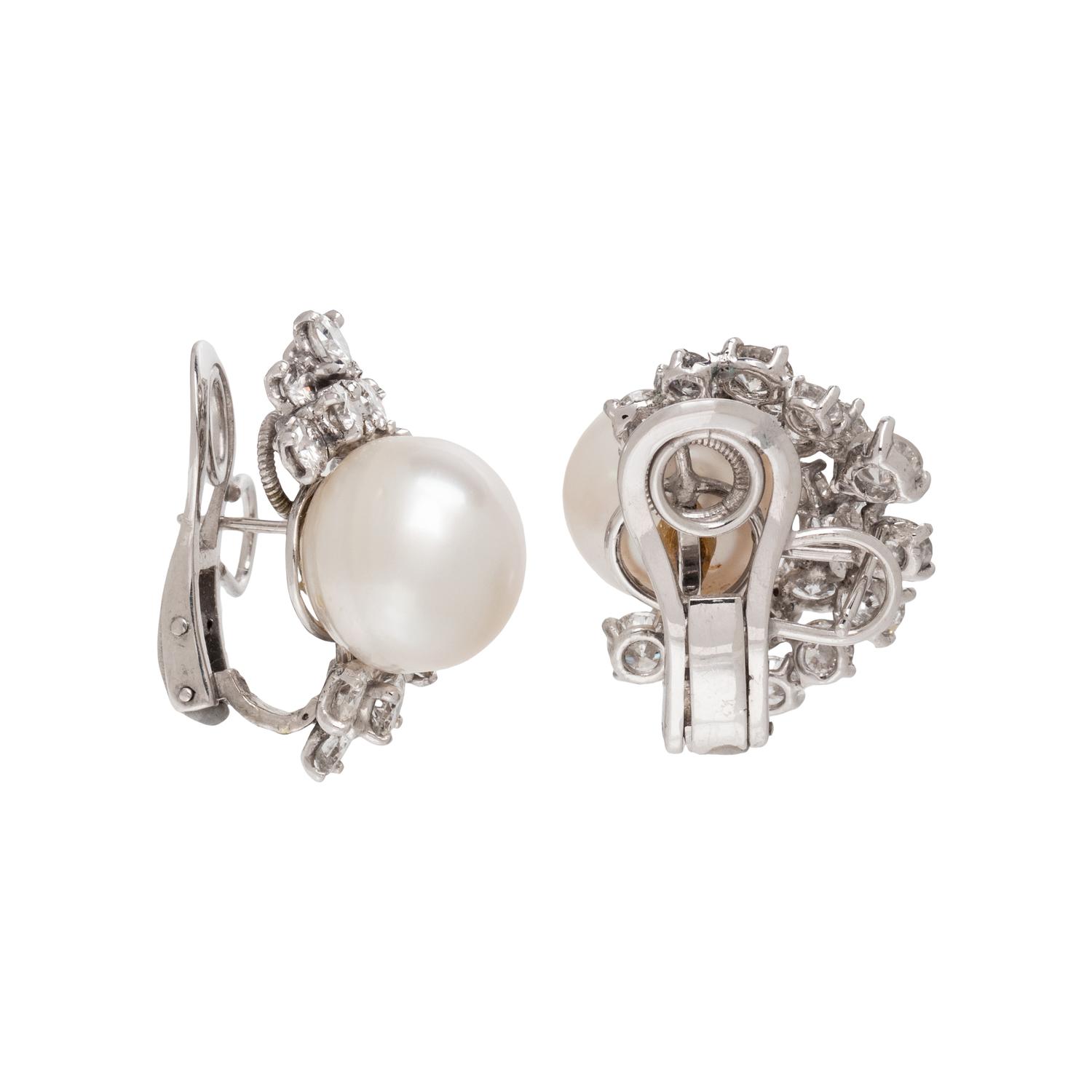 SOUTH SEA CULTURED PEARL AND DIAMOND EARRINGS