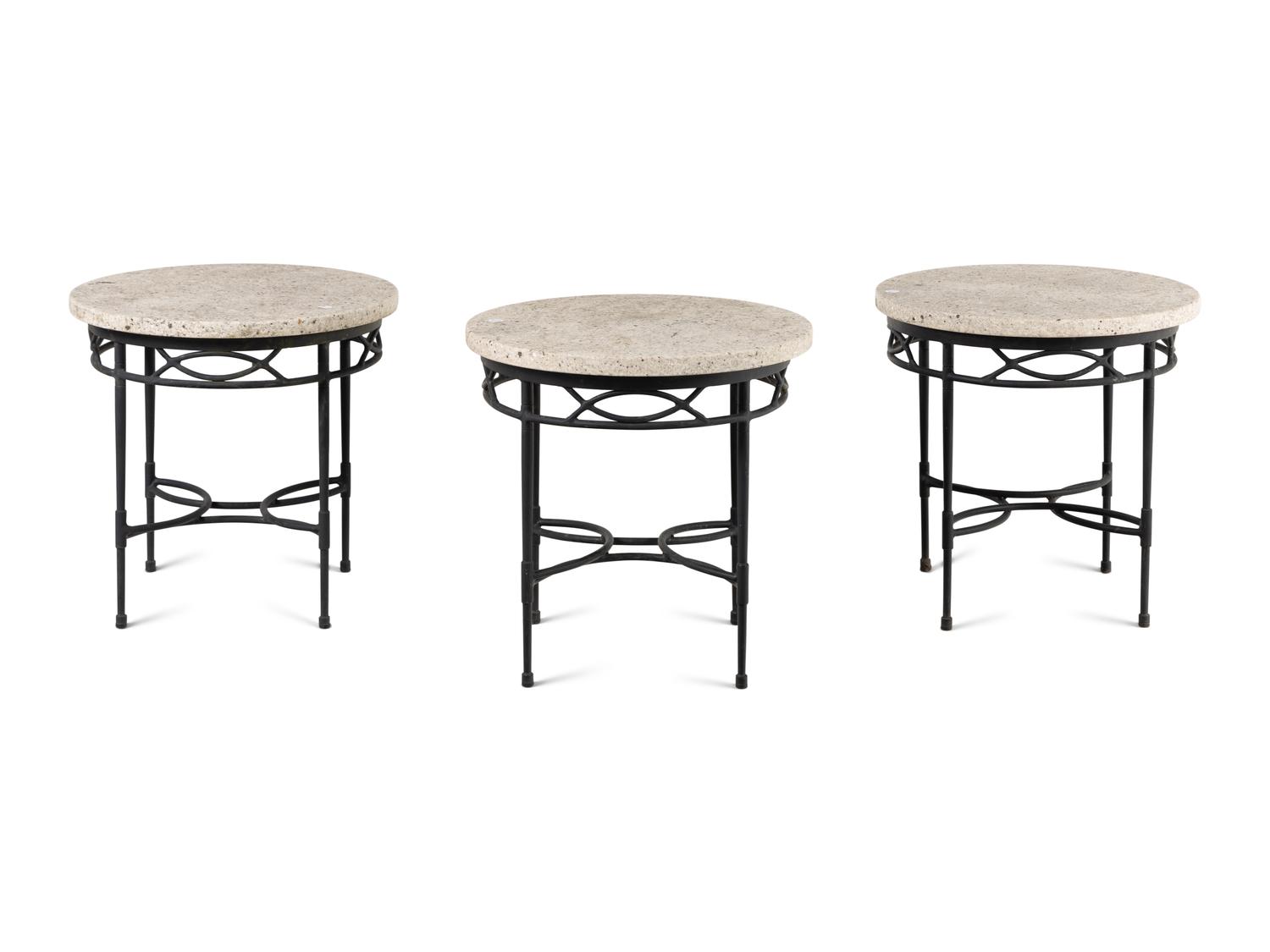 A Set of Three Mario Papperzini 'Amalfi' Stone-Top Side Tables