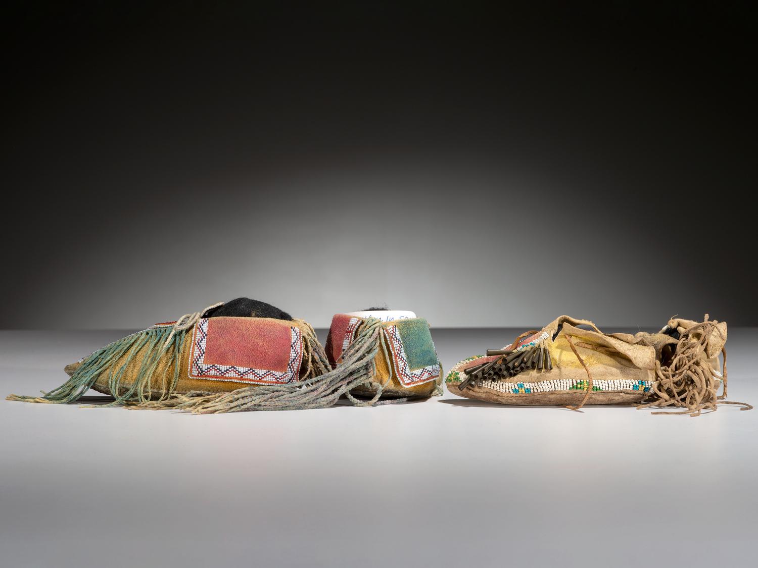 Kiowa Child's Beaded Hide Moccasins