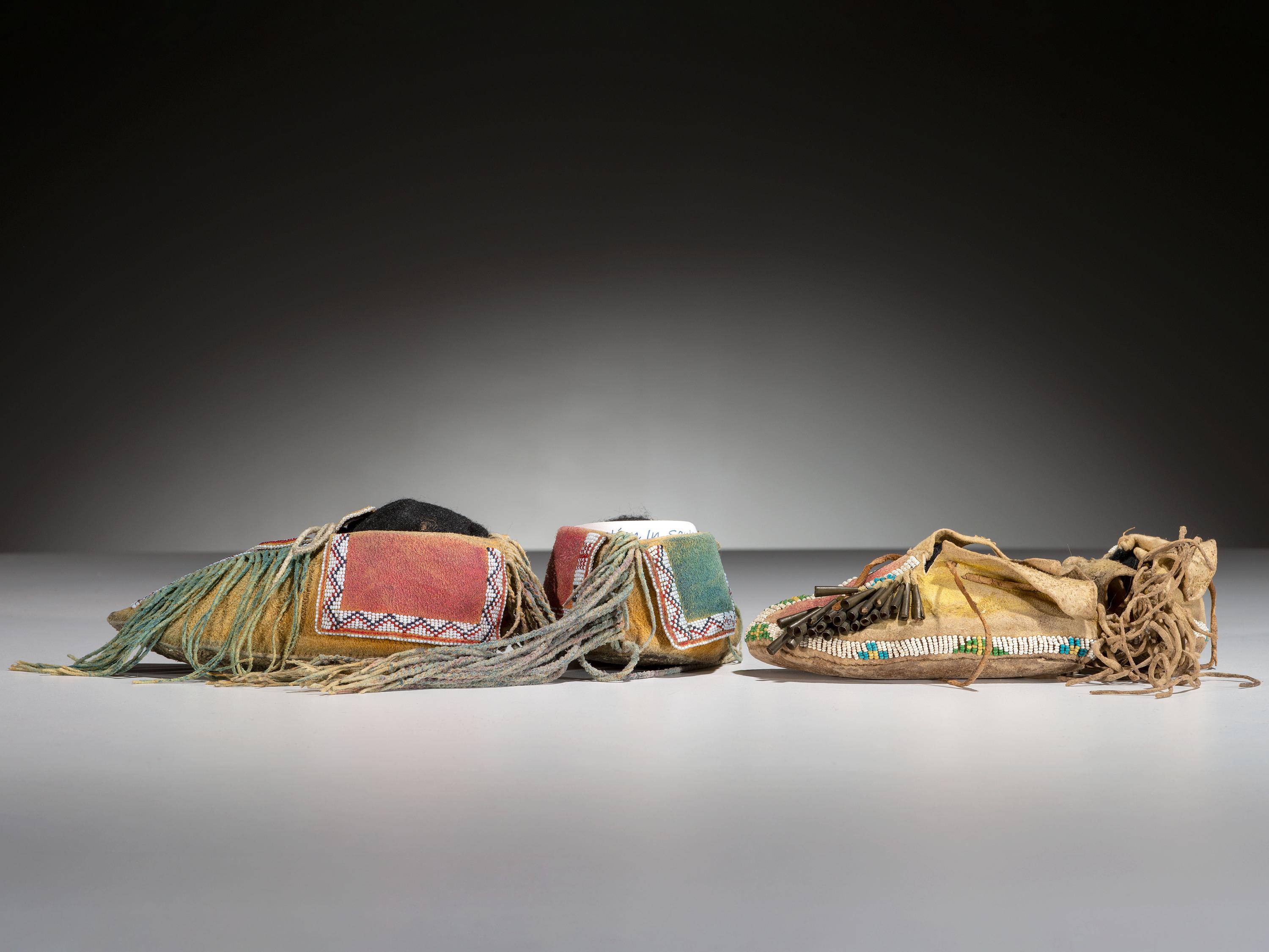 Kiowa Child's Beaded Hide Moccasins