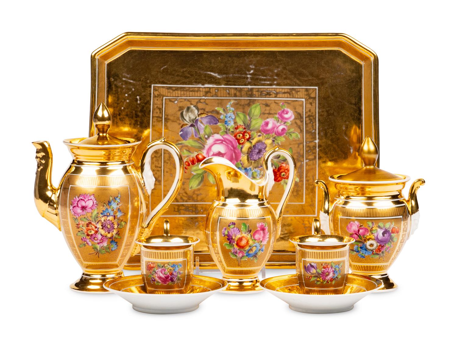 A Dresden Porcelain Coffee Service
