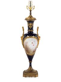 A Sèvres Style Porcelain Vase Mounted as a Lamp