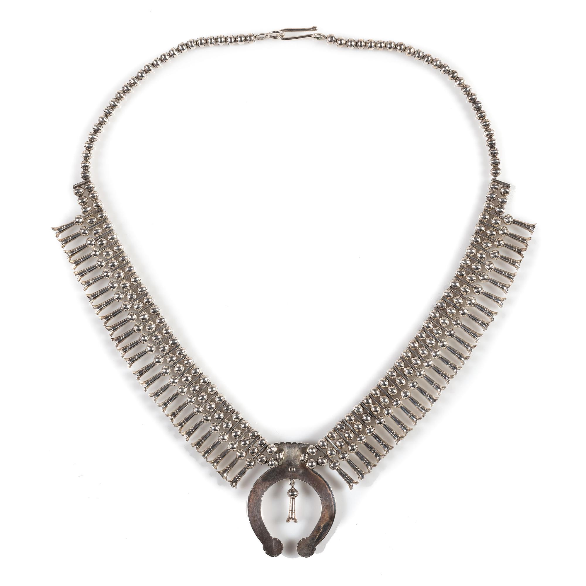 Navajo Silver Squash Blossom Necklace and Earrings