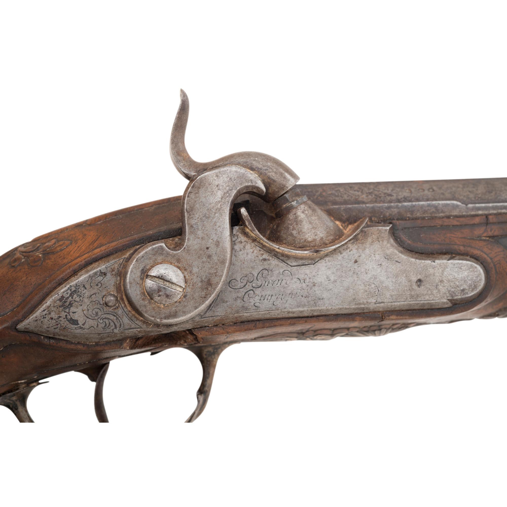 A Pair of Silver Mounted French Percussion Pistols