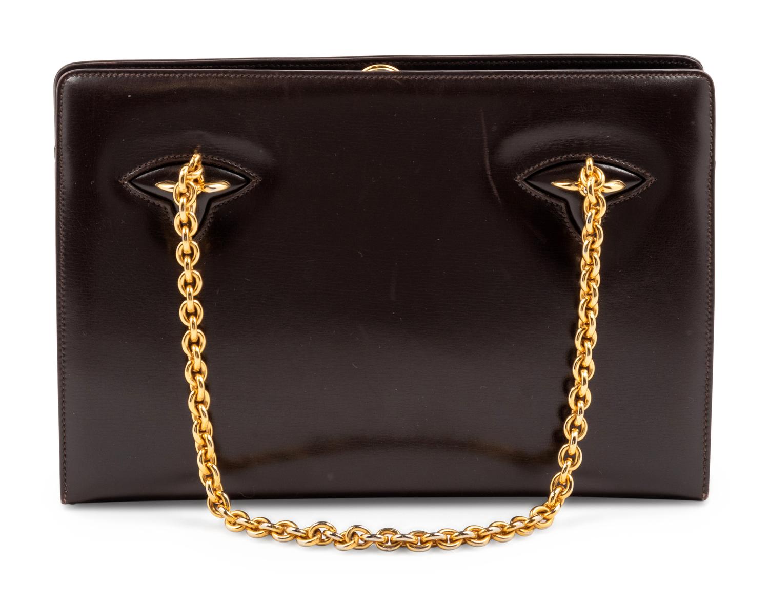 Gucci Brown Leather Shoulder Frame Bag, 1970-80s
