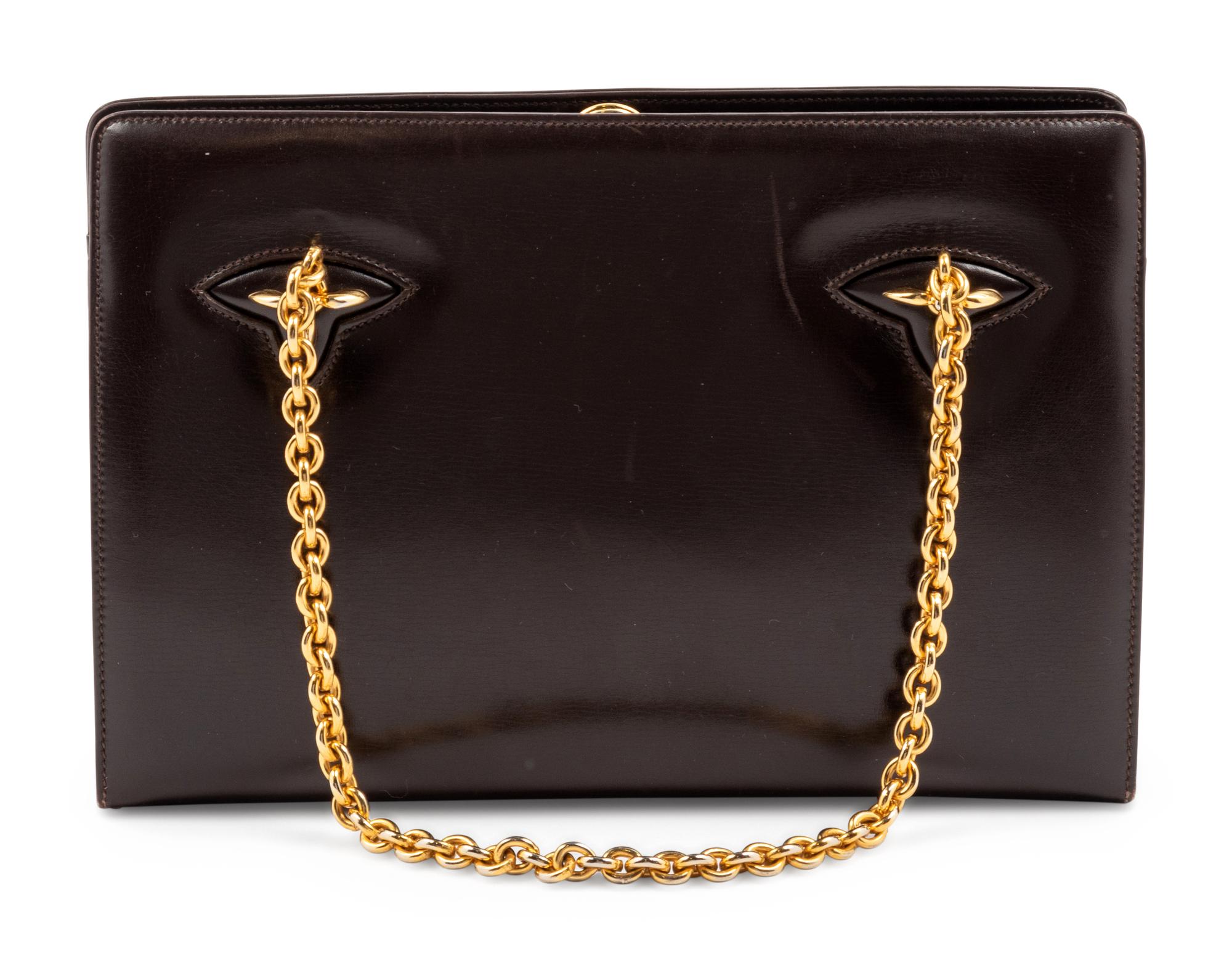 Gucci Brown Leather Shoulder Frame Bag, 1970-80s