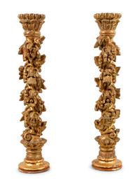 A Pair of Italian Giltwood Columns