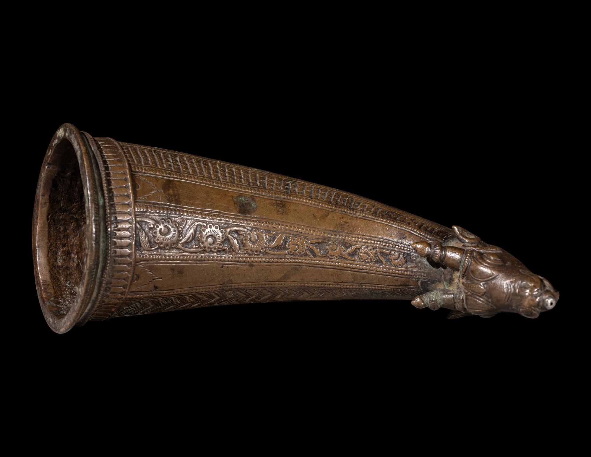 An Indian Bronze Rhyton Cup