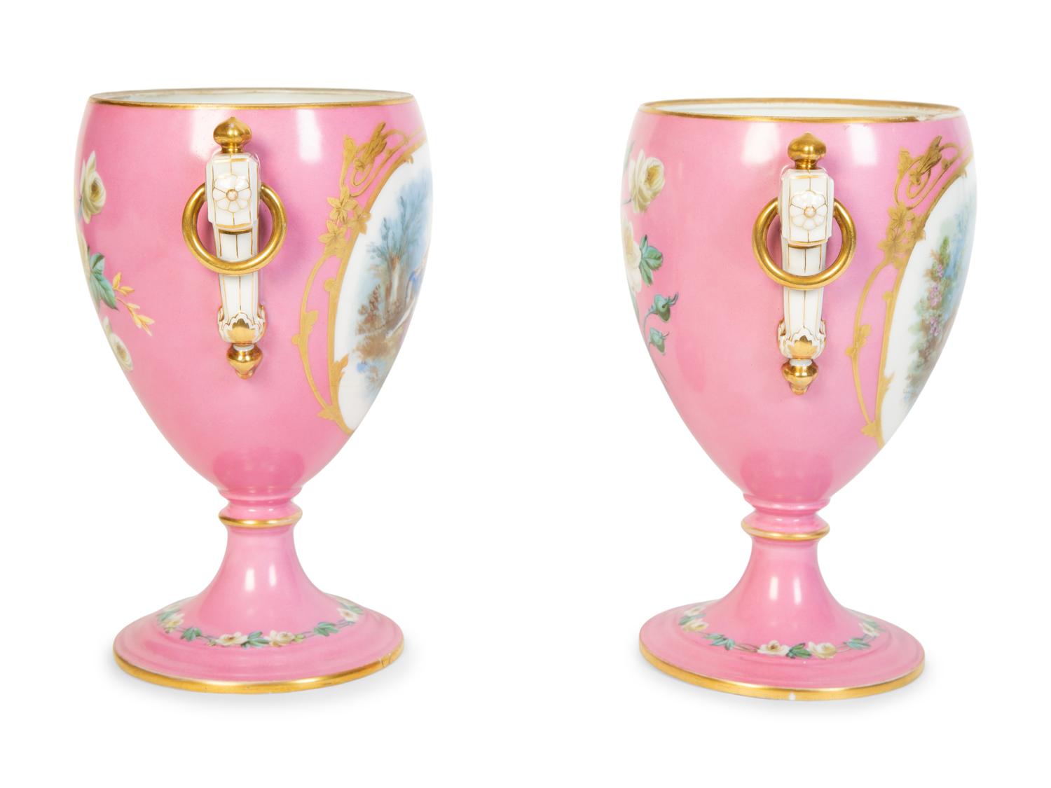 A Pair of Sèvres Style Porcelain Urns