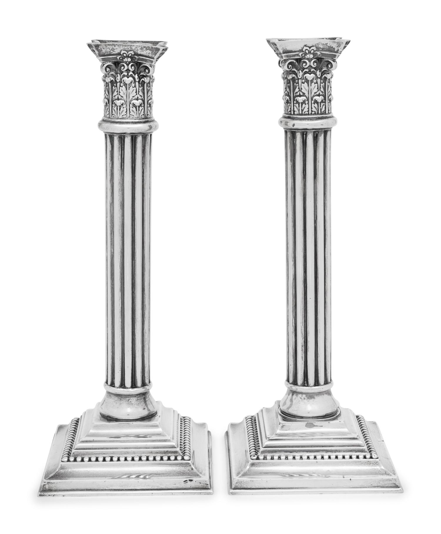 A Pair of American Silver Candlesticks