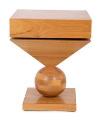 A Contemporary Geometric Stacked Wood Side Table — LATE 20TH CENTURY