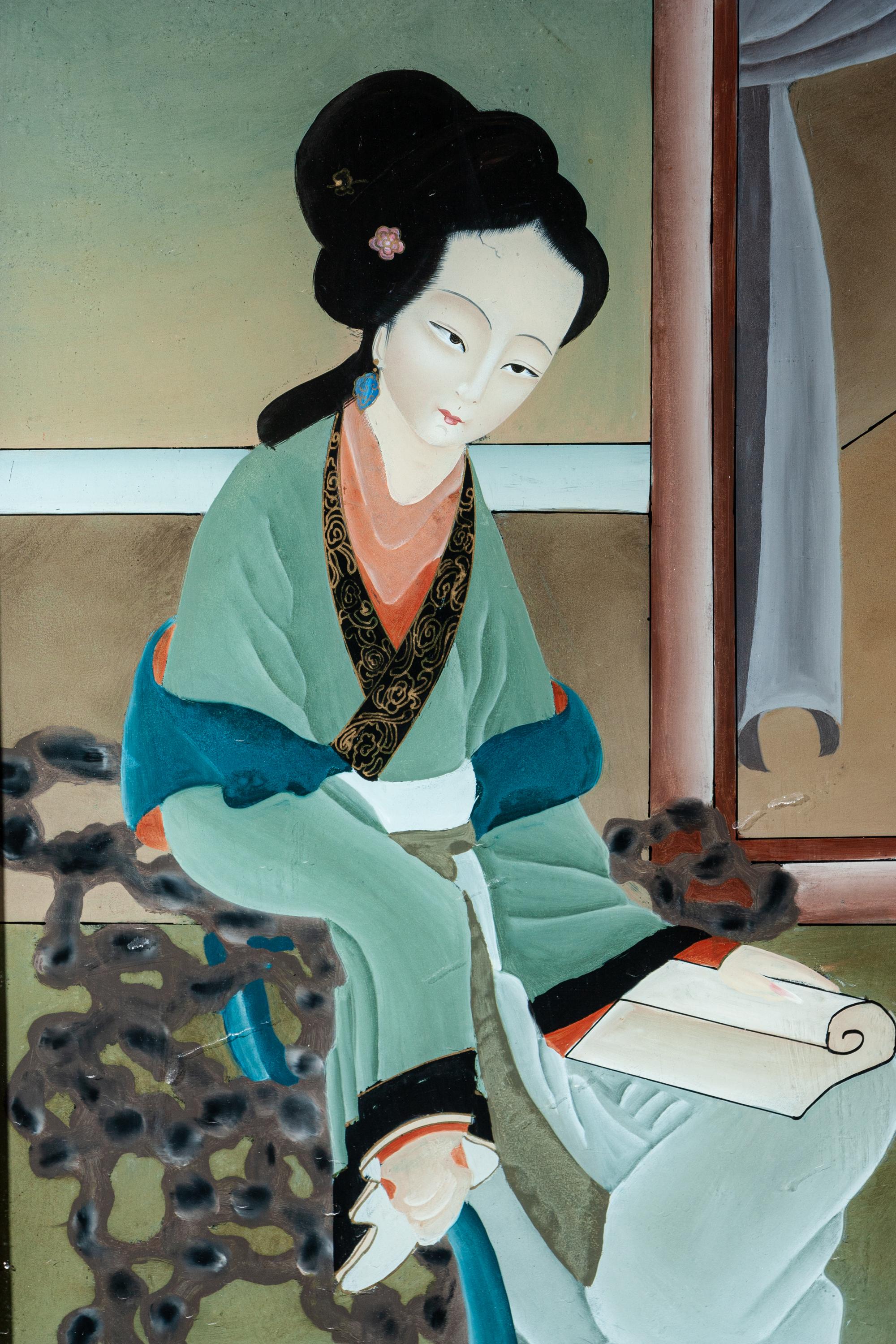FIve Chinese Reverse Glass Paintings