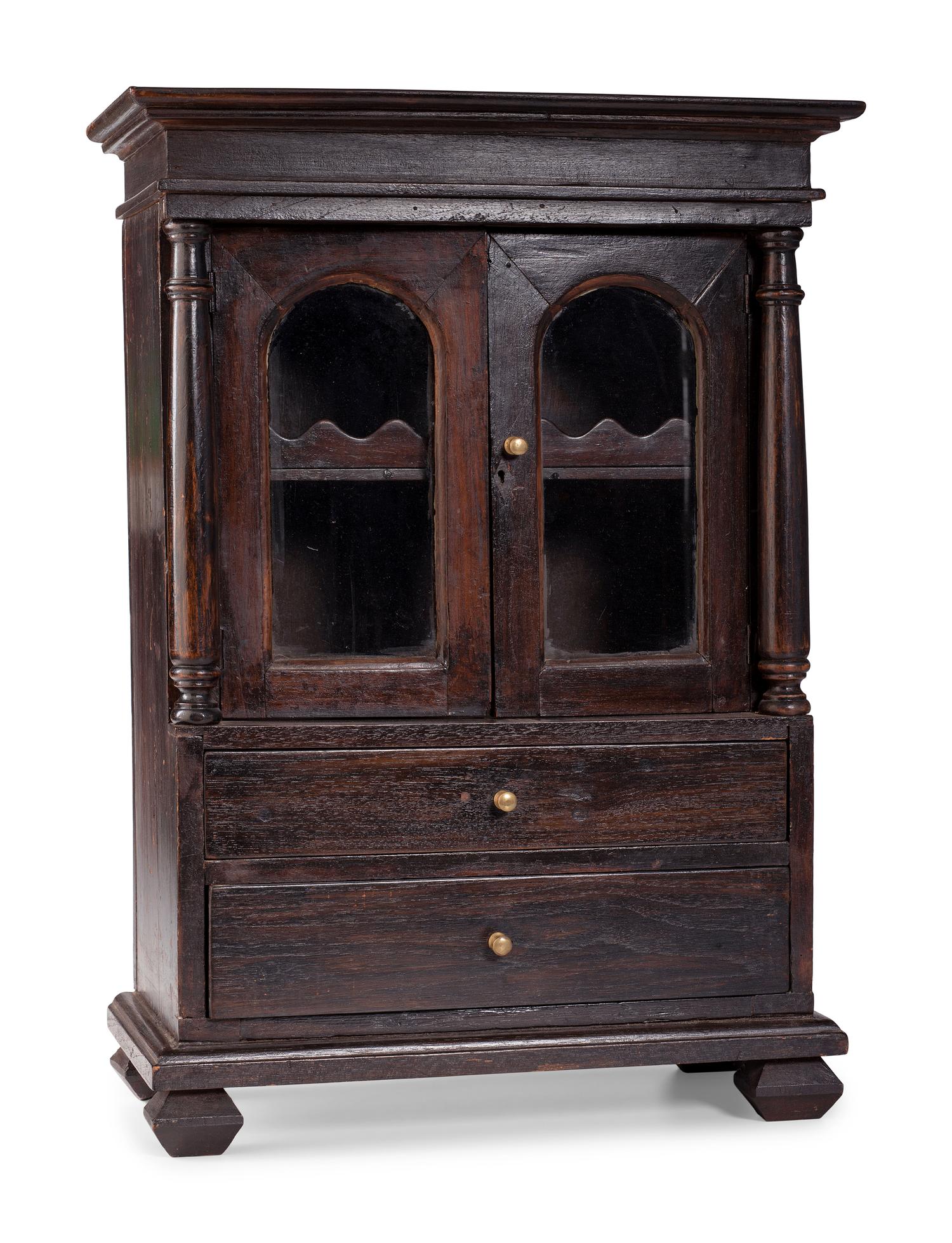 A Miniature Grain-Painted Stepback Cupboard