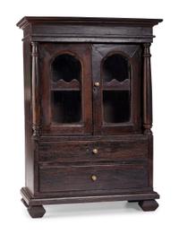 A Miniature Grain-Painted Stepback Cupboard