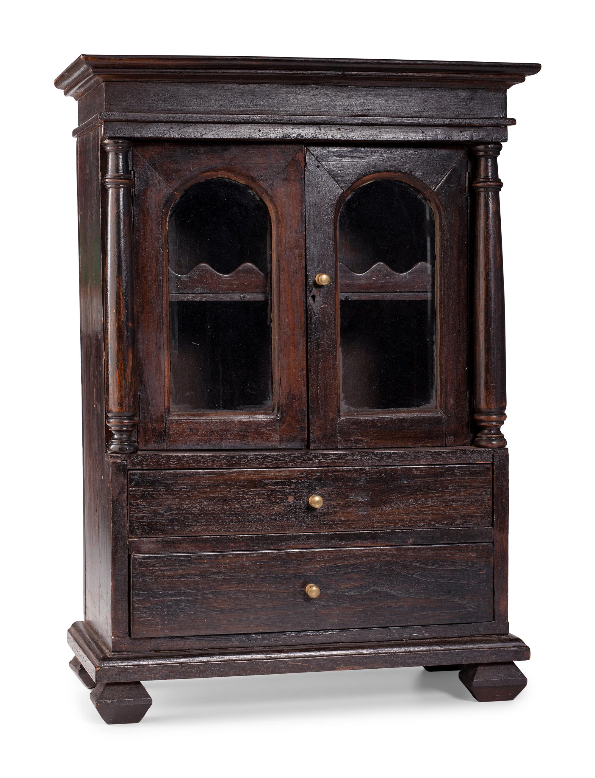 A Miniature Grain-Painted Stepback Cupboard