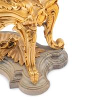 A Louis XV Style Gilt Bronze and Marble Table-Form Mantel Clock