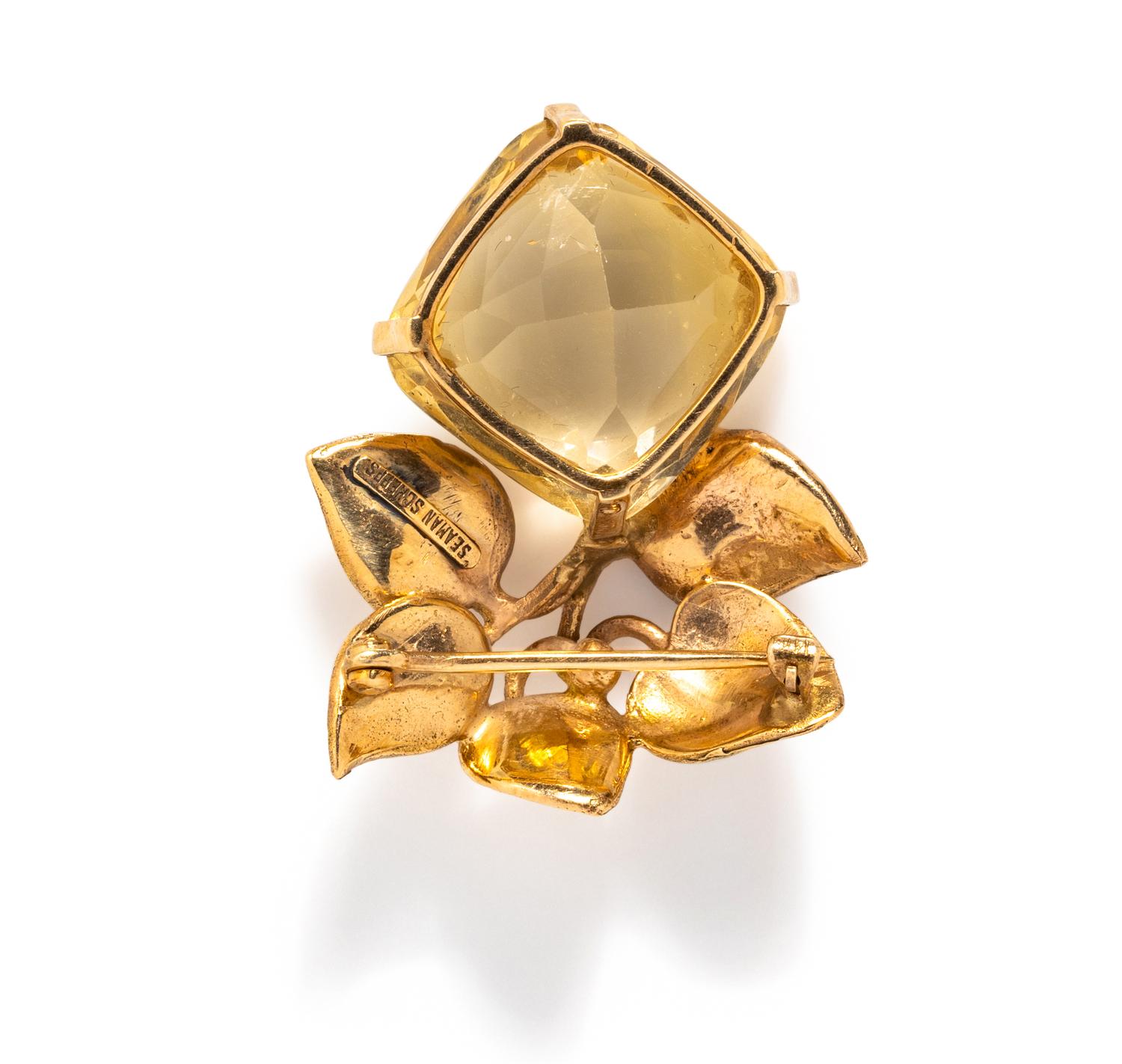 SEAMAN SCHEPPS, YELLOW GOLD AND CITRINE BROOCH