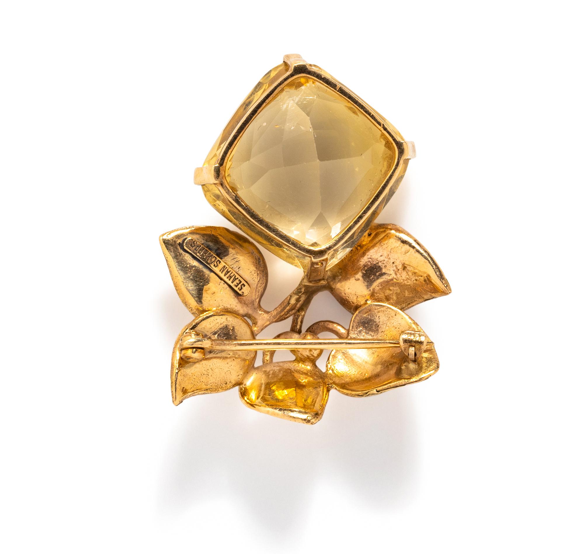 SEAMAN SCHEPPS, YELLOW GOLD AND CITRINE BROOCH