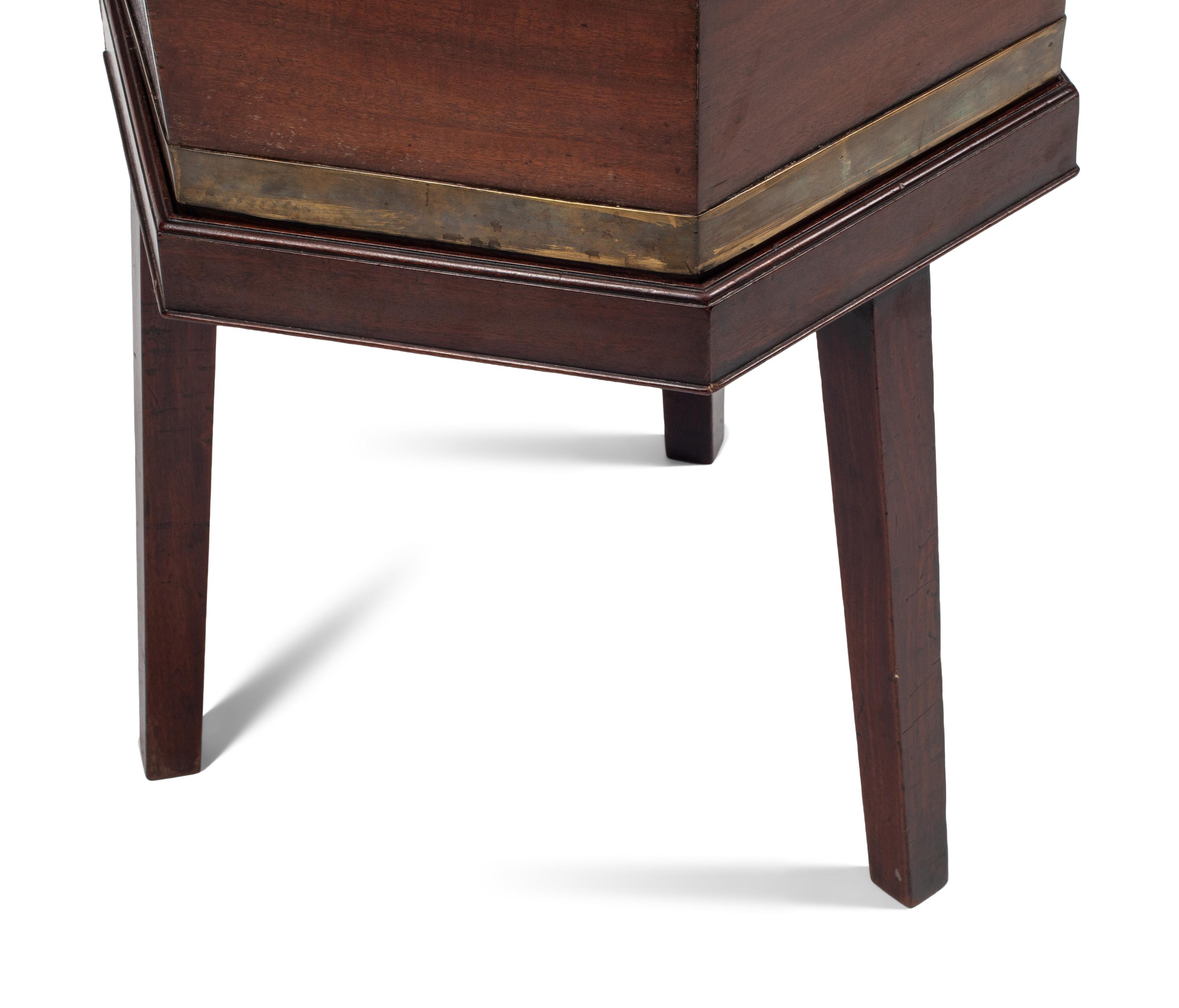 A George III Brass Mounted Mahogany Cellarette on Stand