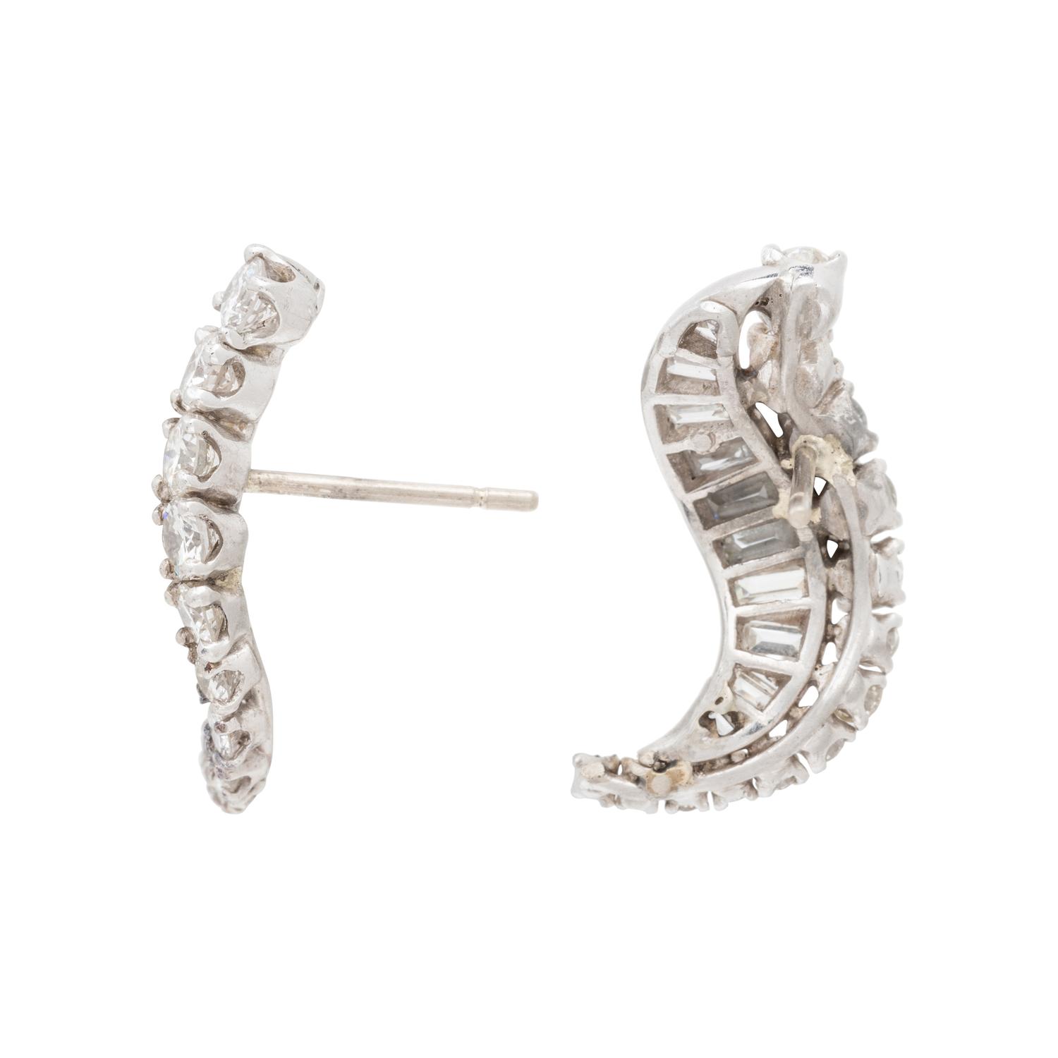 DIAMOND AND PLATINUM SCROLL EARRINGS