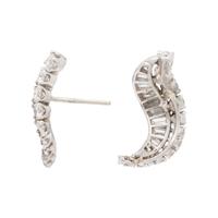 DIAMOND AND PLATINUM SCROLL EARRINGS