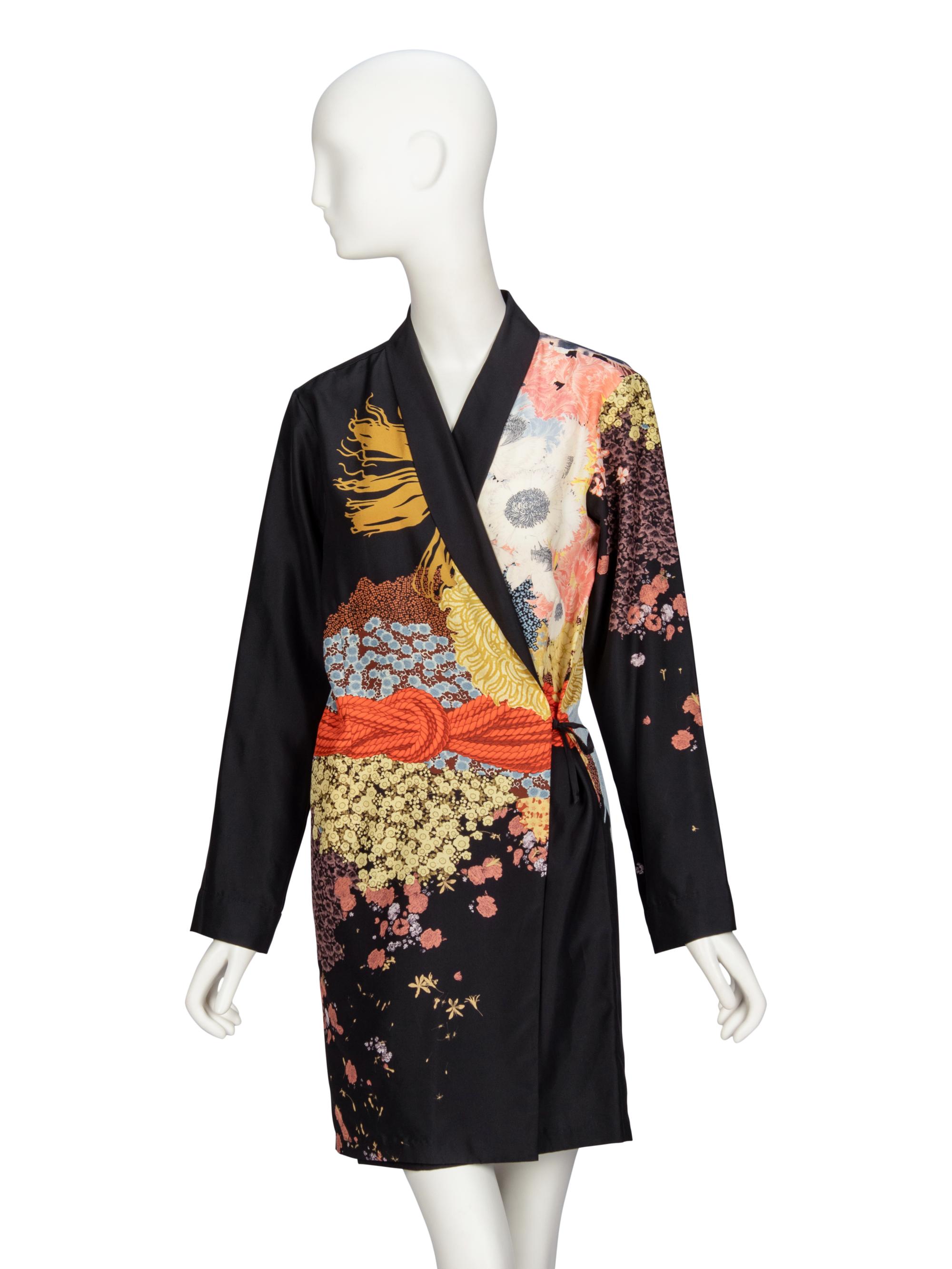 DRIES VAN NOTEN, PRINTED SILK ROBE