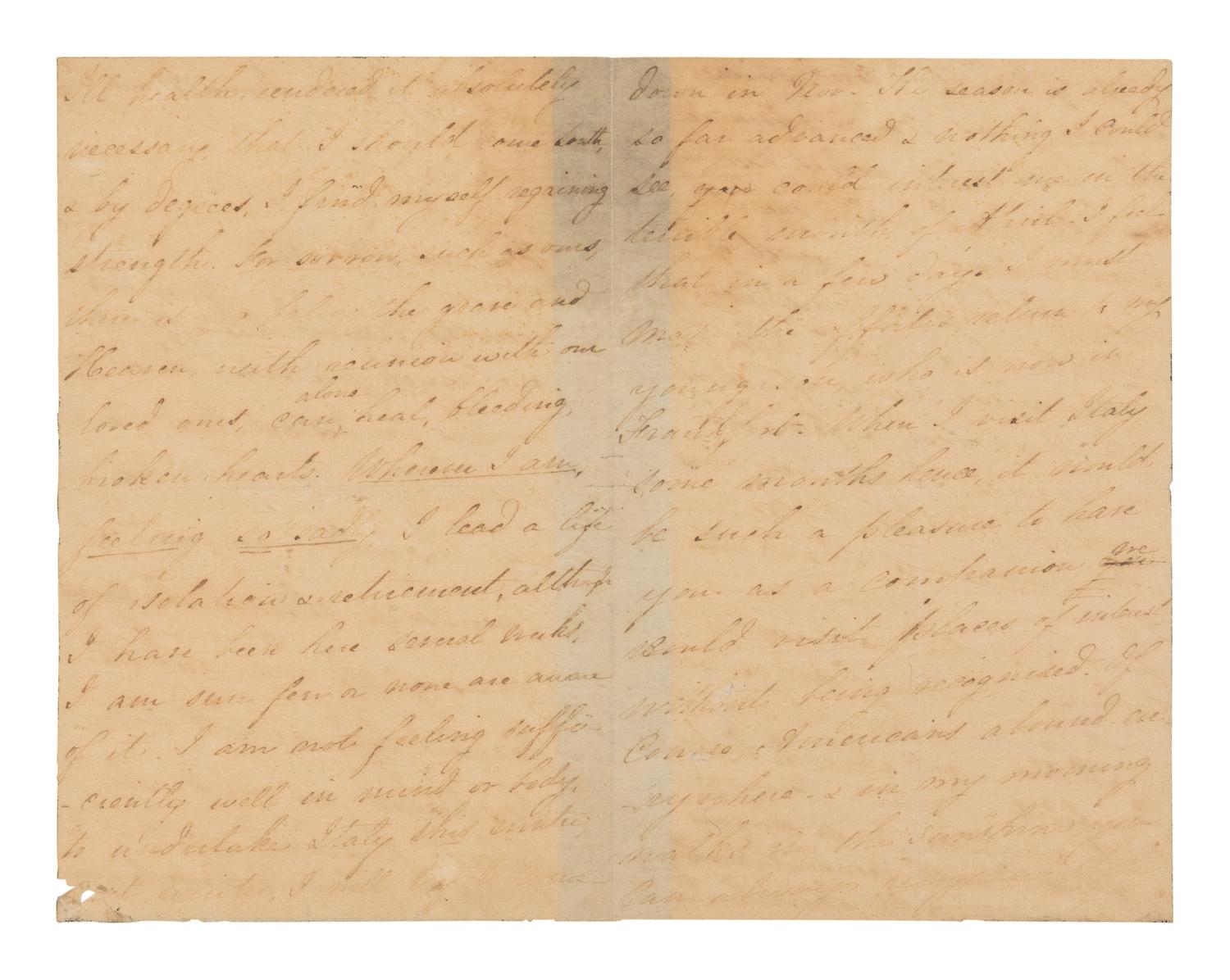 LINCOLN, Mary Todd (1818-1882). Autograph letter signed ("Mary Lincoln"), to Rhoda White, Nice, France, 16 March 1869.
