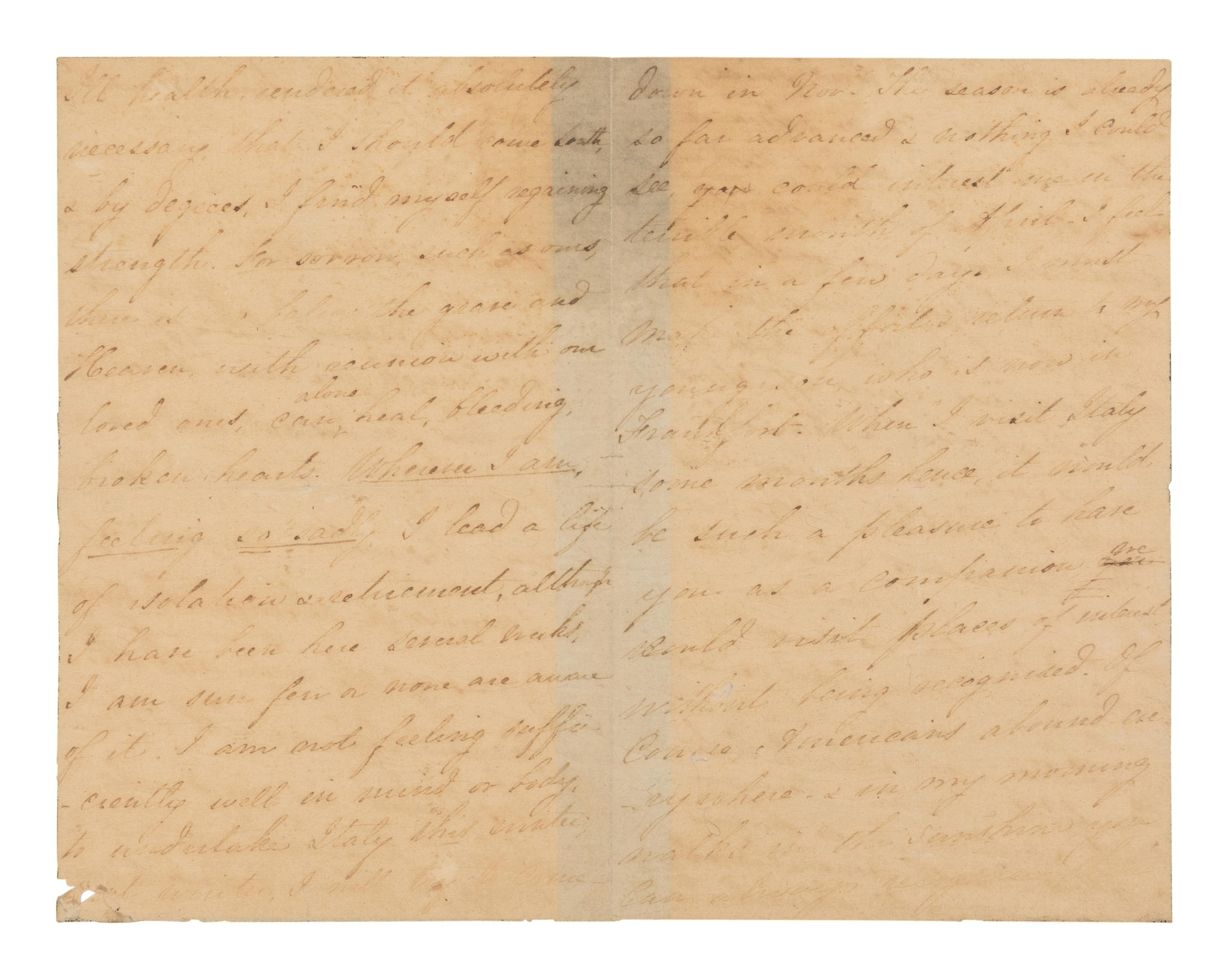 LINCOLN, Mary Todd (1818-1882). Autograph letter signed ("Mary Lincoln"), to Rhoda White, Nice, France, 16 March 1869.