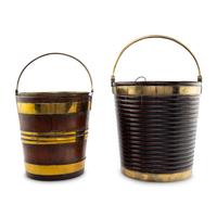 Two George III Brass Mounted Mahogany Peat Buckets