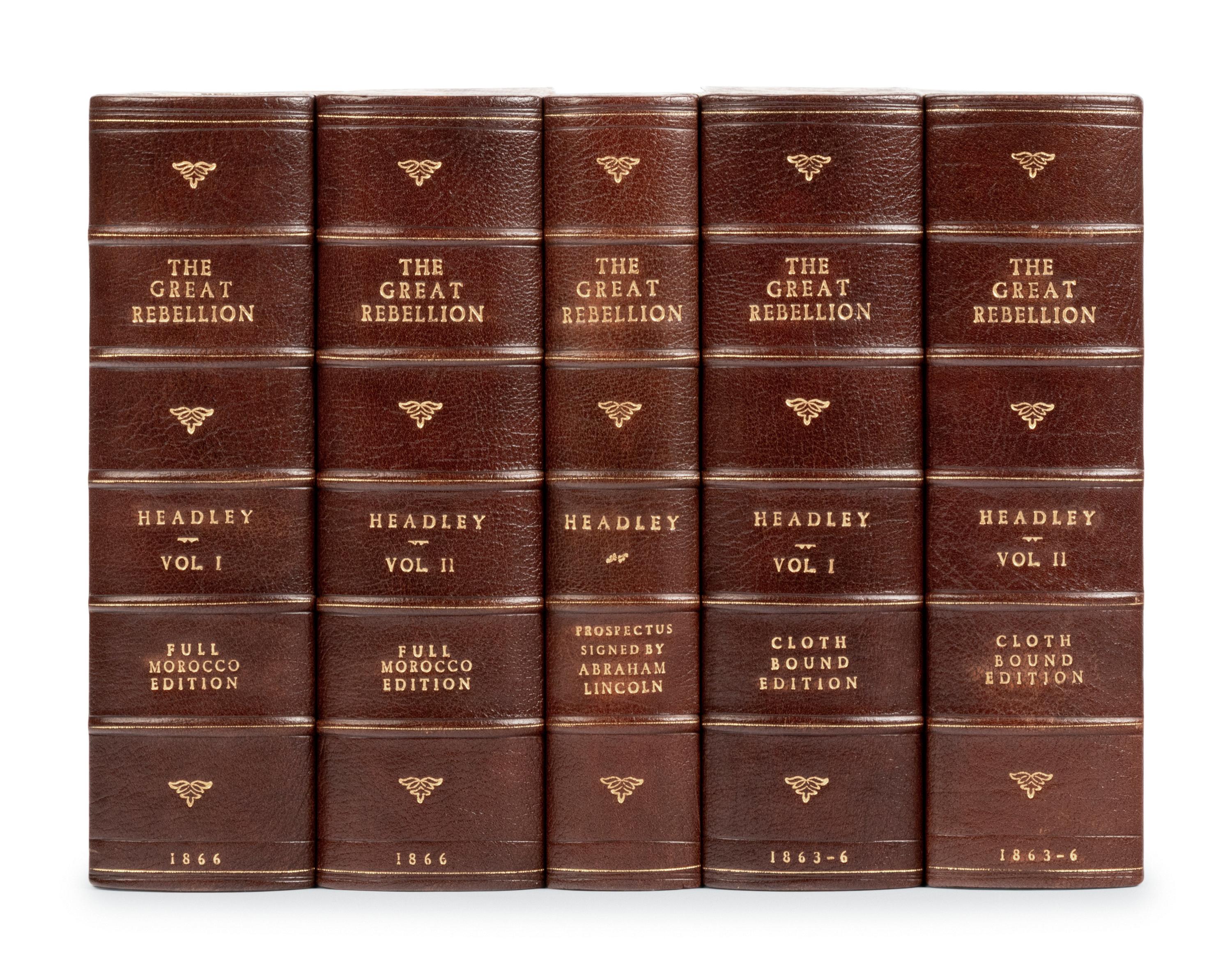 [LINCOLN, Abraham (1809-1865)]. HEADLEY, J.T. The Great Rebellion; A History of the Civil War in the United States . Hartford, Connecticut: Hurlbut, Williams & Company; Chicago: E.B. & R.C. Treat, 1863.