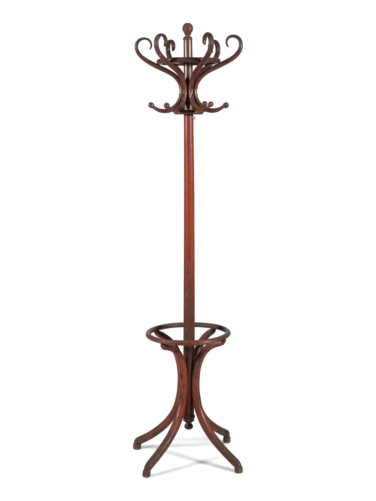 A Paint Decorated Bentwood Hat and Coat Rack