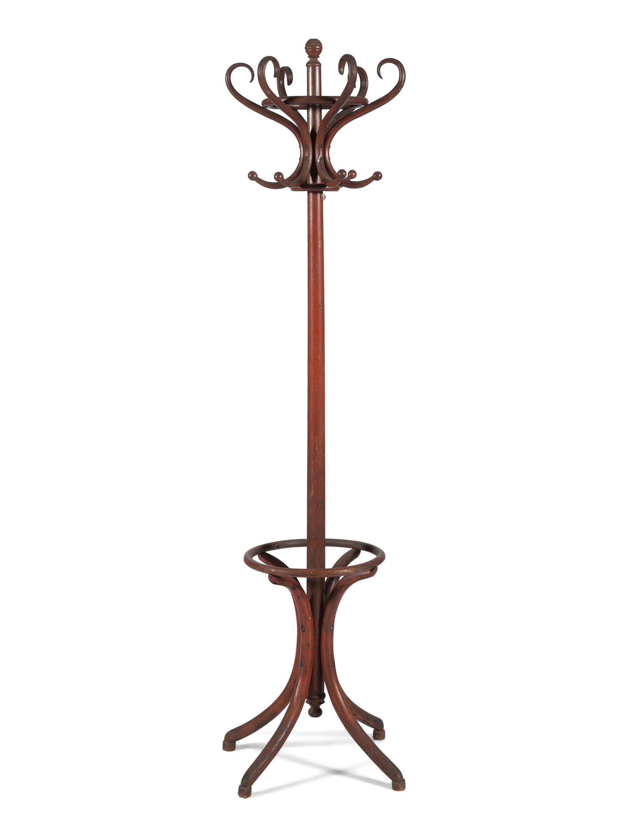 A Paint Decorated Bentwood Hat and Coat Rack