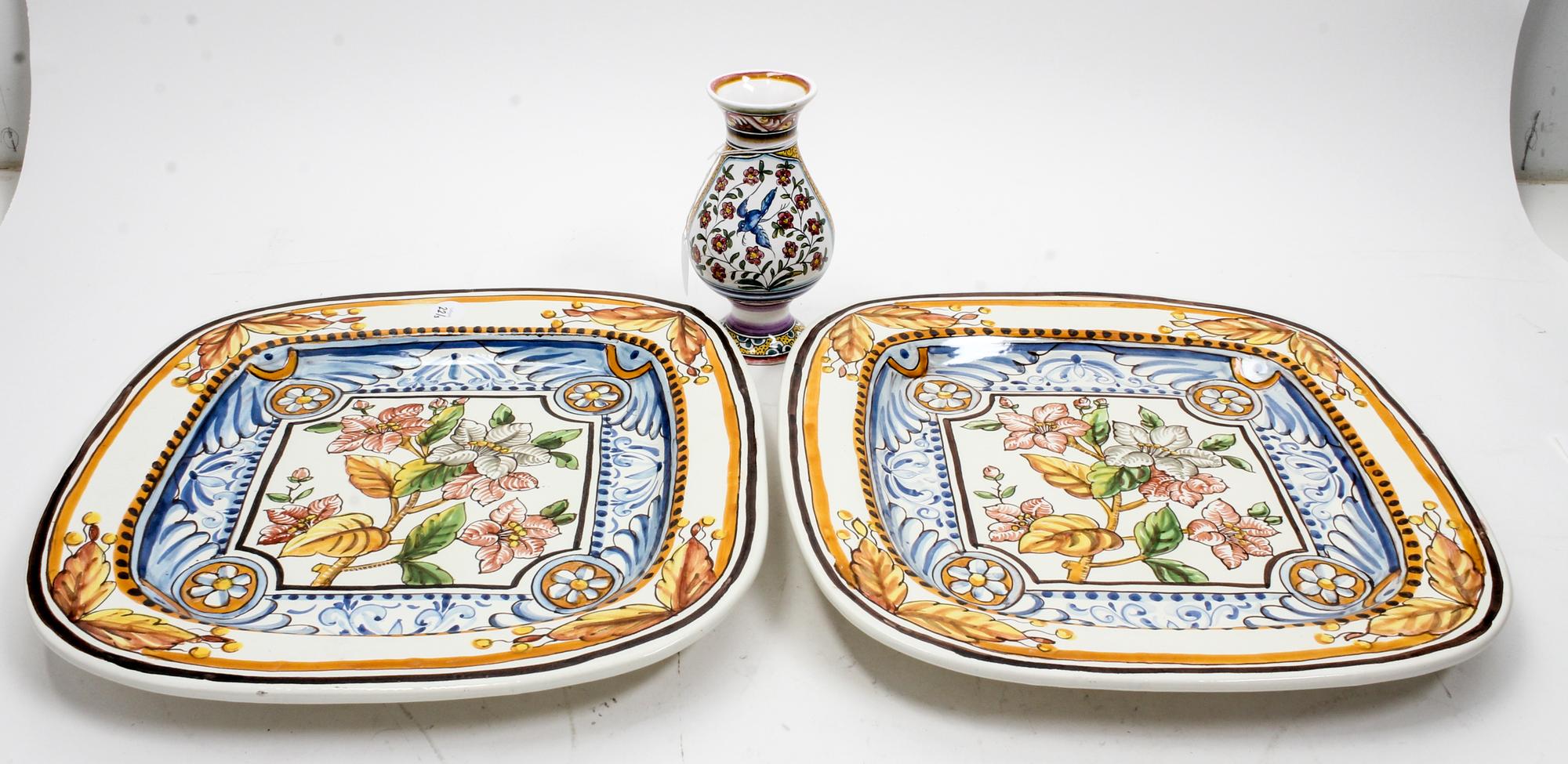 A Pair of Italian Polychrome Majolica Chargers Width 16 1/4 inches. — 20TH CENTURY