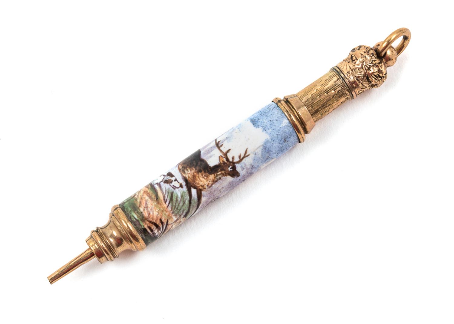 A Viennese Enameled Mechanical Pencil Length 2 1/2 inches. — 19TH/20TH CENTURY