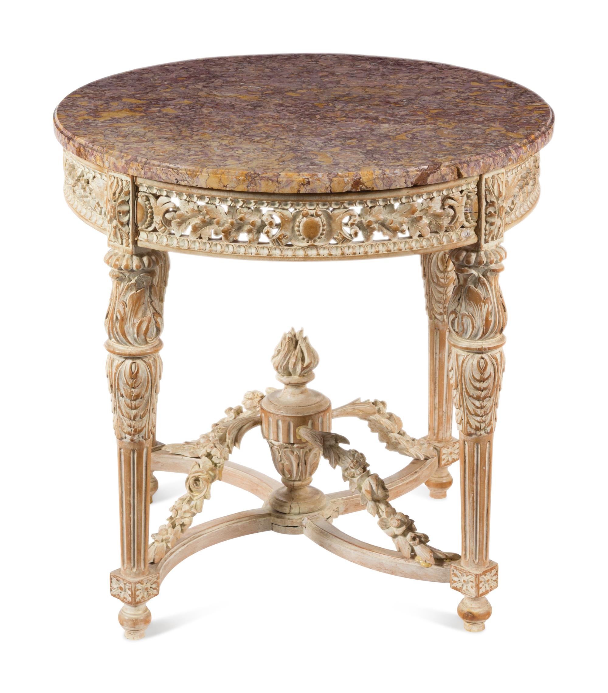 A Louis XVI Style Painted Marble-Top Table