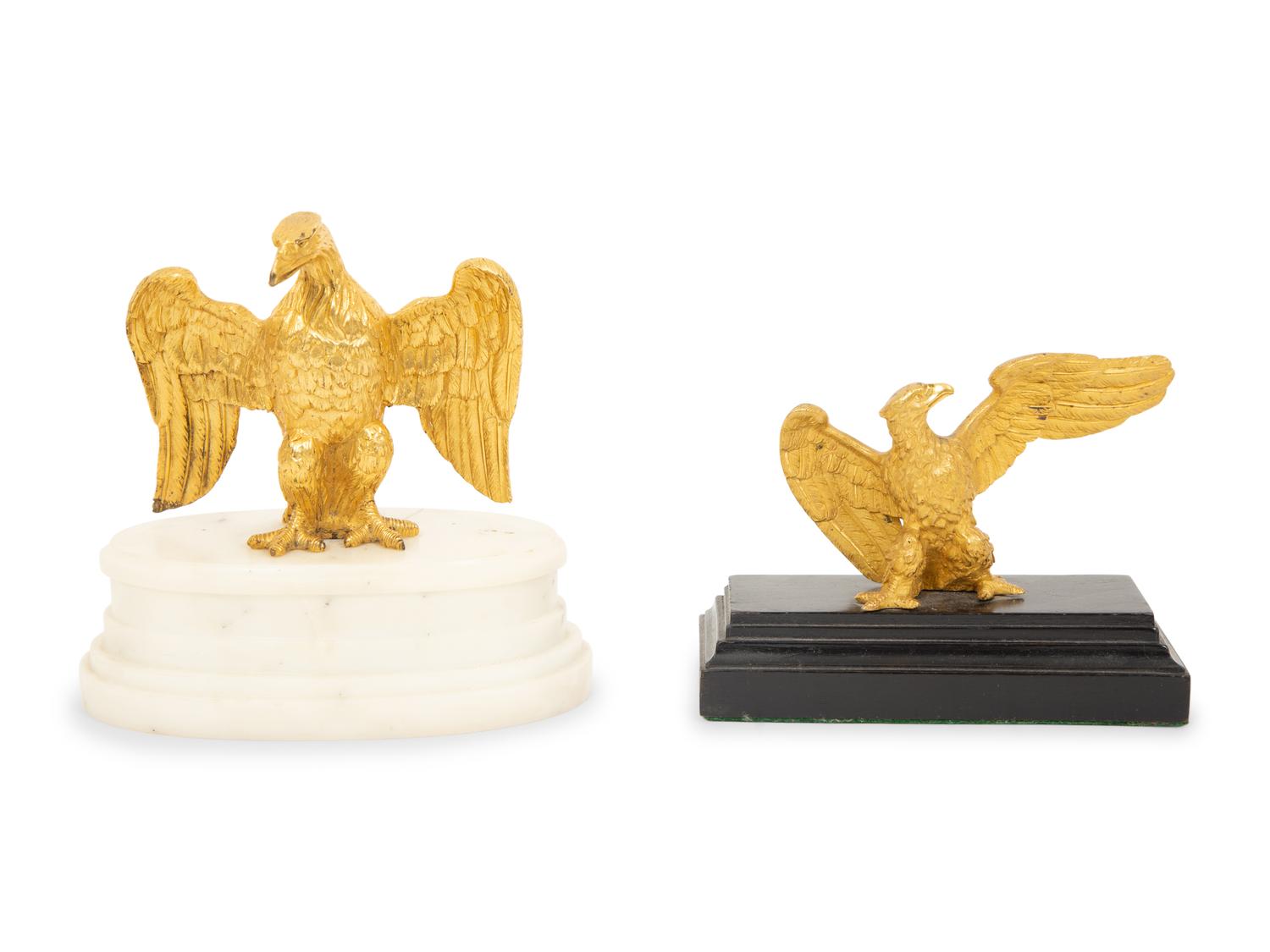 Two Gilt Bronze Eagles
