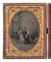 [CIVIL WAR] -- [WESTERN EXPANSION]. Quarter plate tintype of Andrew Joseph Russell (1830-1902), noted Civil War and Union Pacific Railroad photographer.