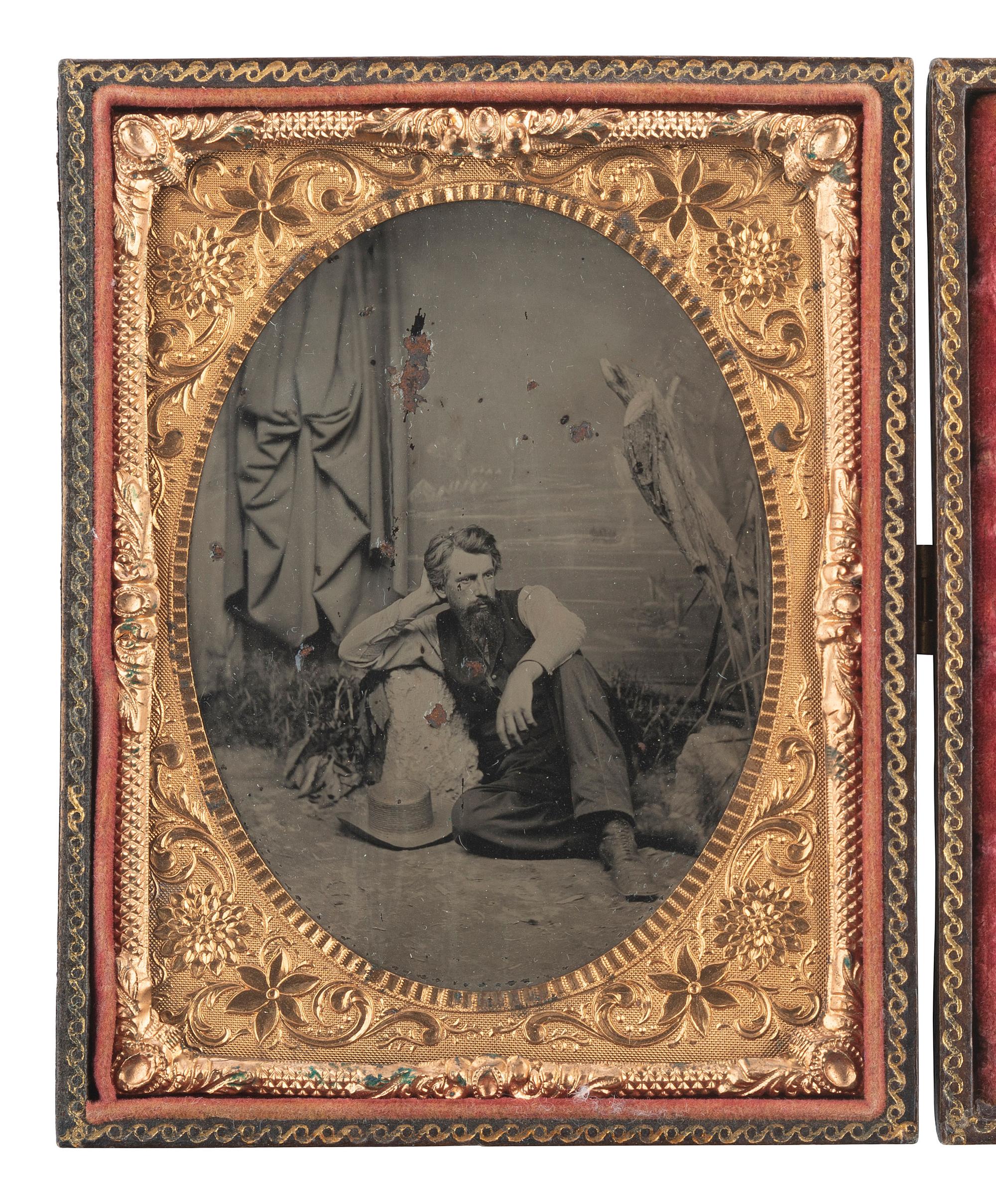 [CIVIL WAR] -- [WESTERN EXPANSION]. Quarter plate tintype of Andrew Joseph Russell (1830-1902), noted Civil War and Union Pacific Railroad photographer.