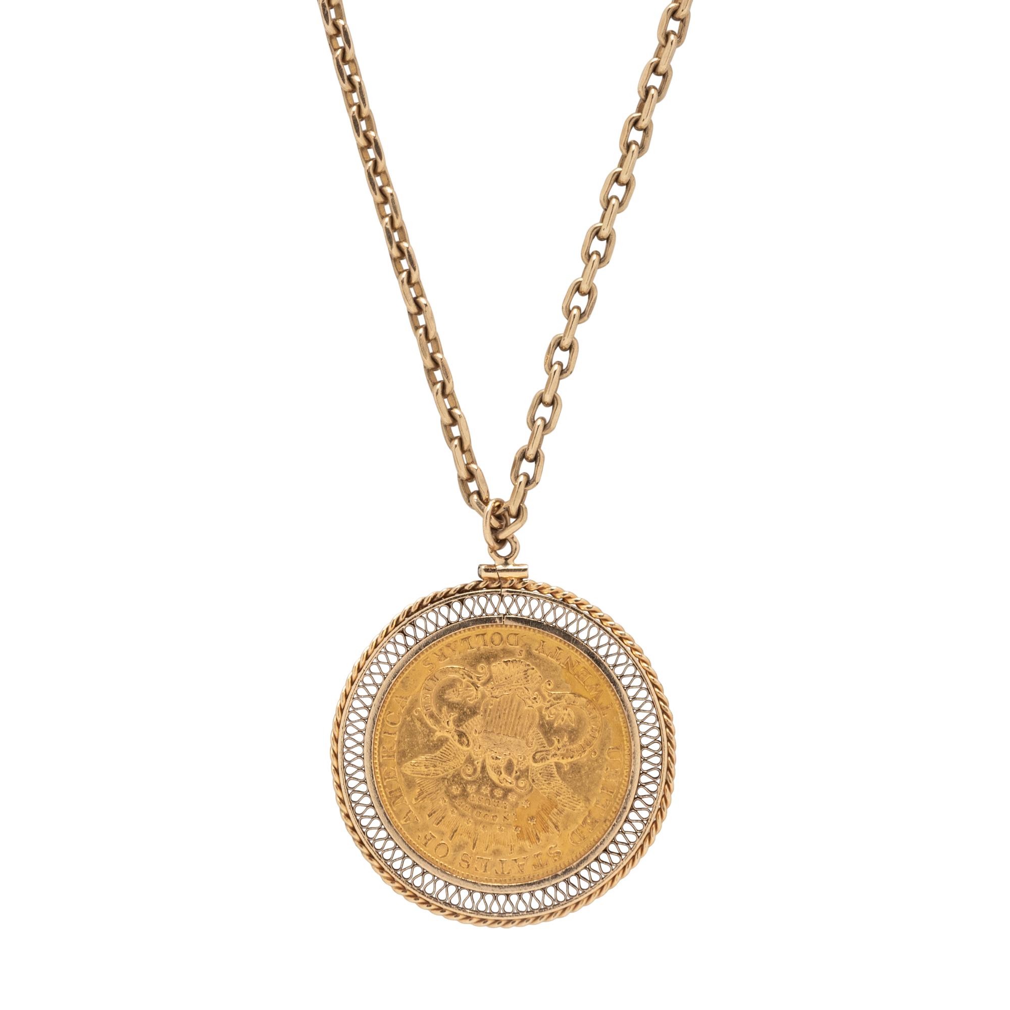 YELLOW GOLD LIBERTY COIN PENDANT NECKLACE