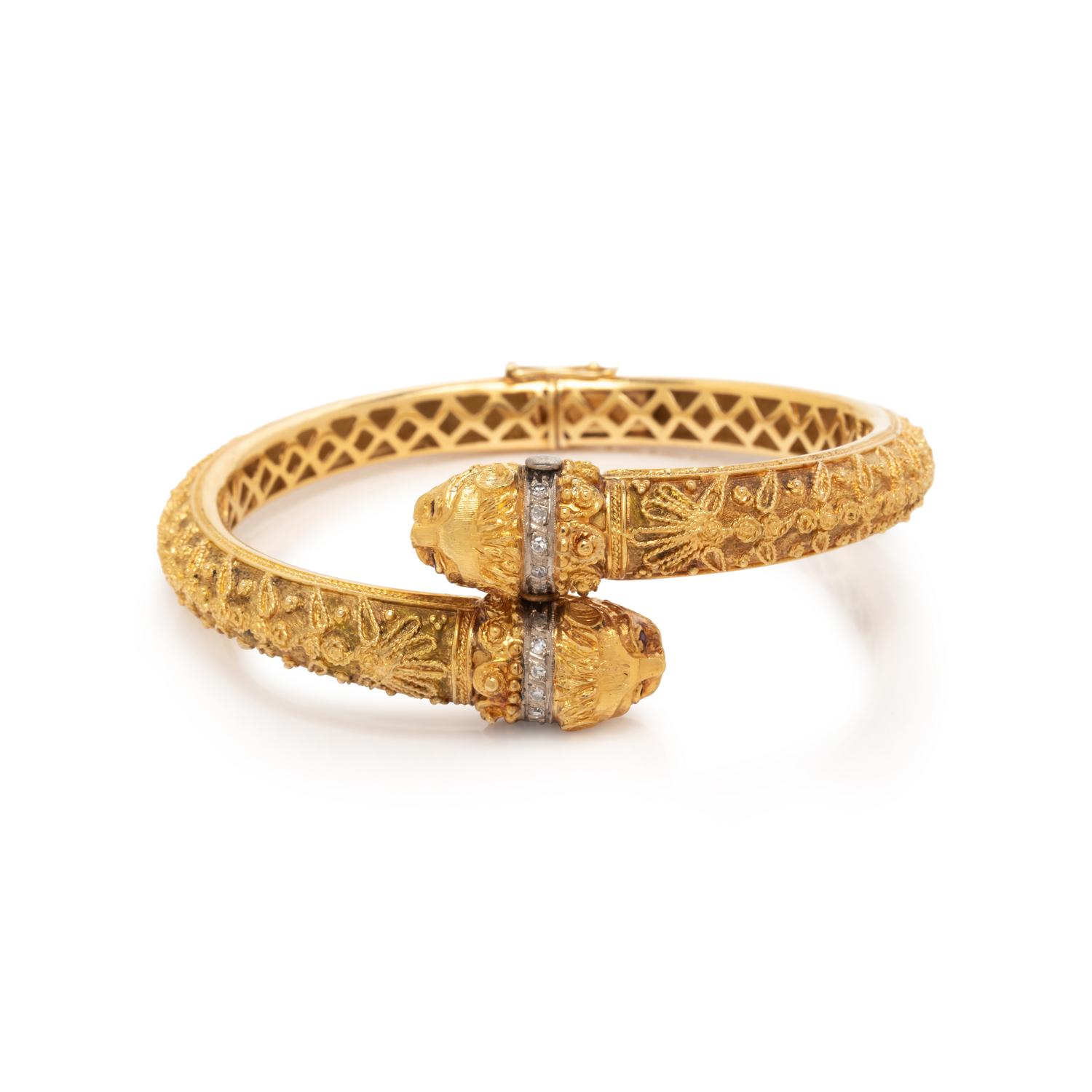 GREEK, YELLOW GOLD, DIAMOND, AND RUBY BRACELET