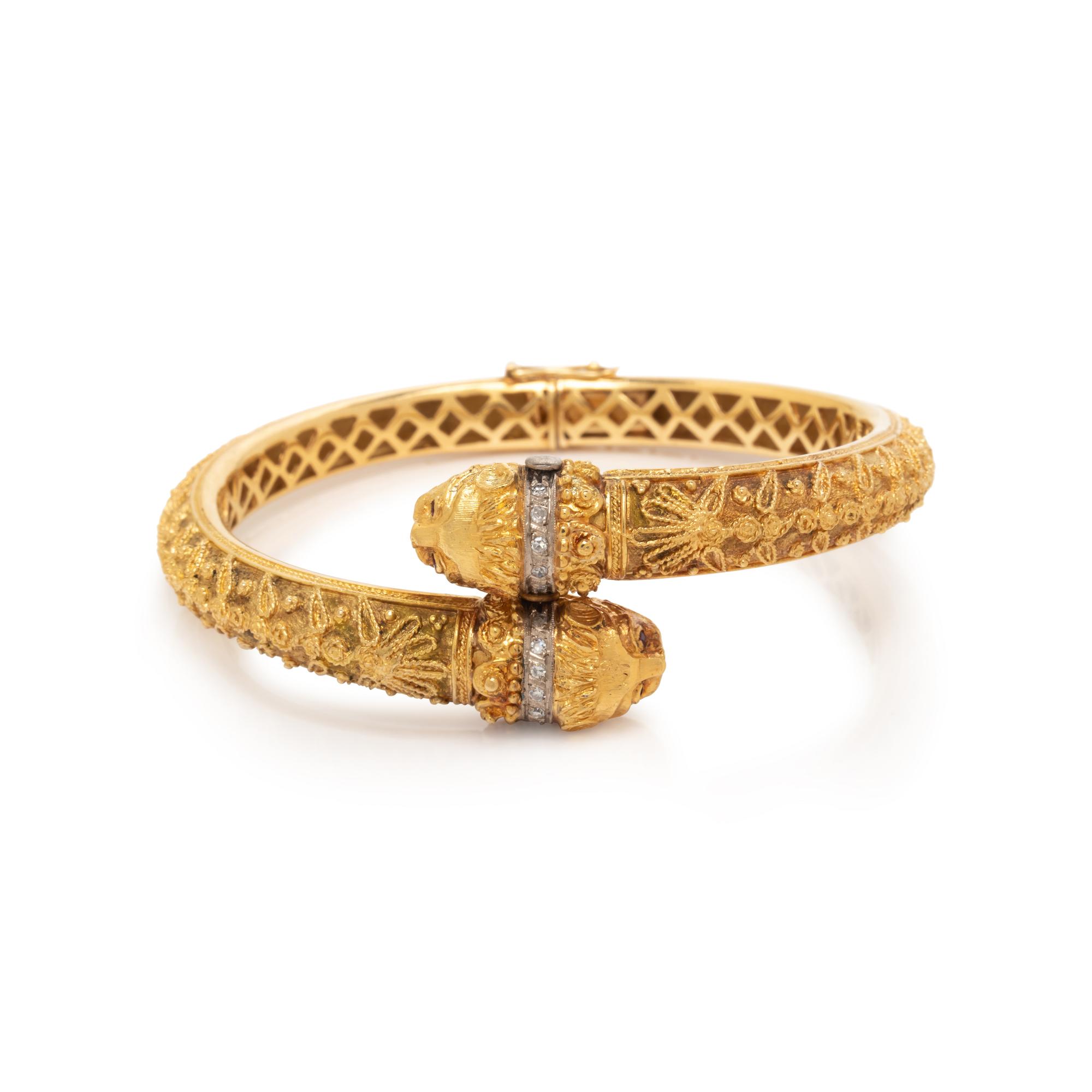GREEK, YELLOW GOLD, DIAMOND, AND RUBY BRACELET
