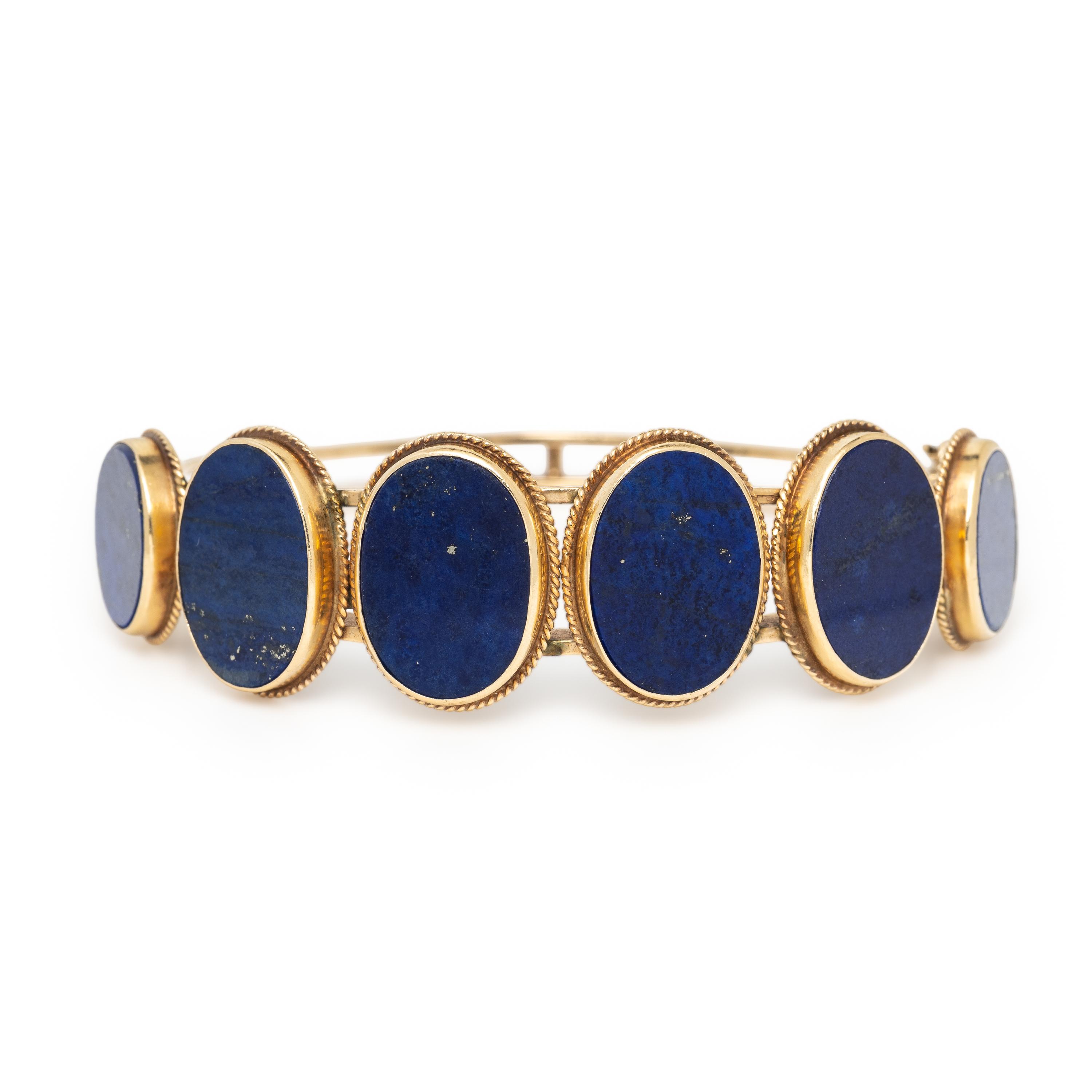 Lapis Lazuli and Yellow Gold Bangle Bracelet
