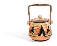 Orange Trees & House Biscuit Jar with Woven Handle Fantasque Series