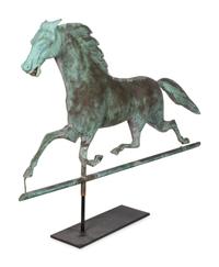A Patinated Copper Running Horse Weather Vane