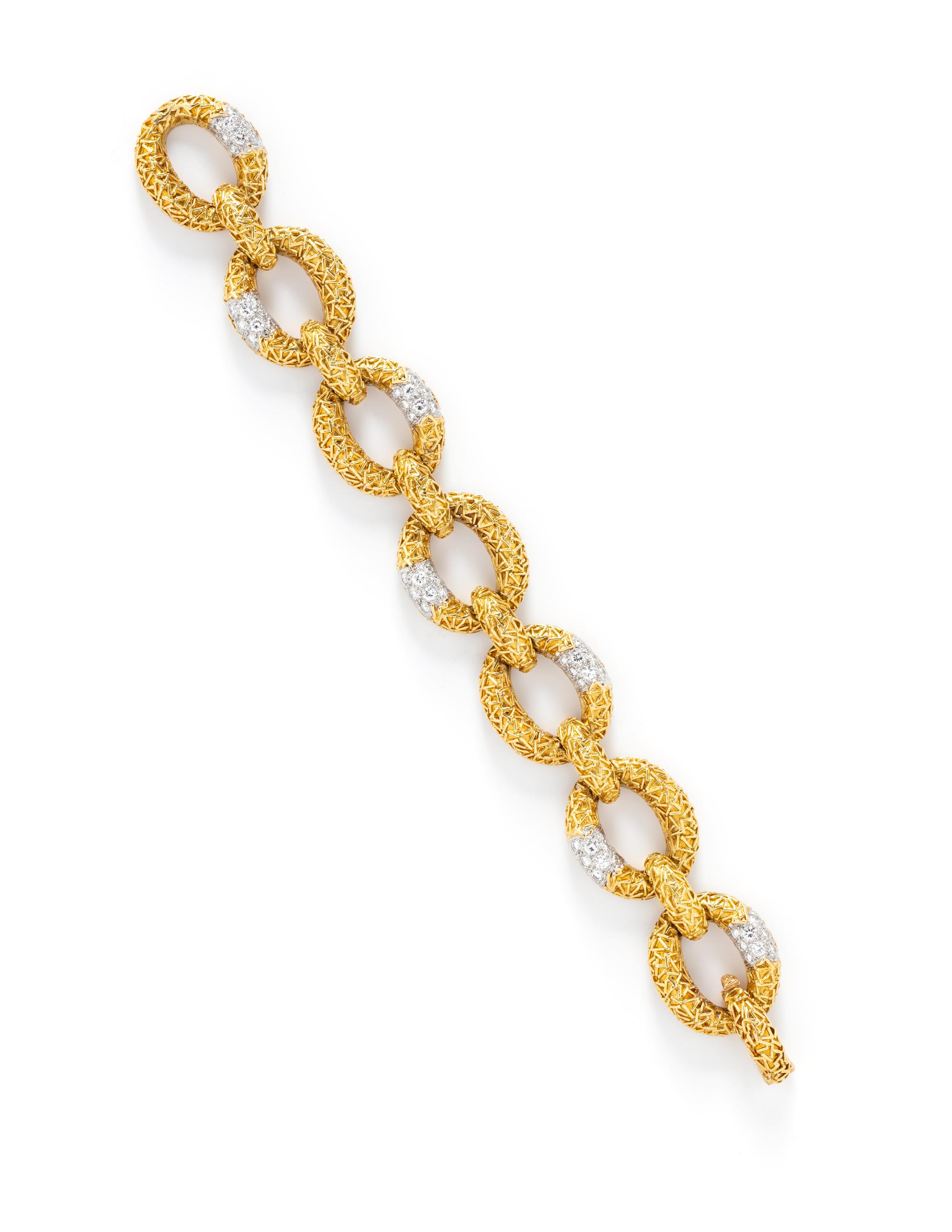 VAN CLEEF & ARPELS, FRANCE, YELLOW GOLD, PLATINUM AND DIAMOND BRACELET